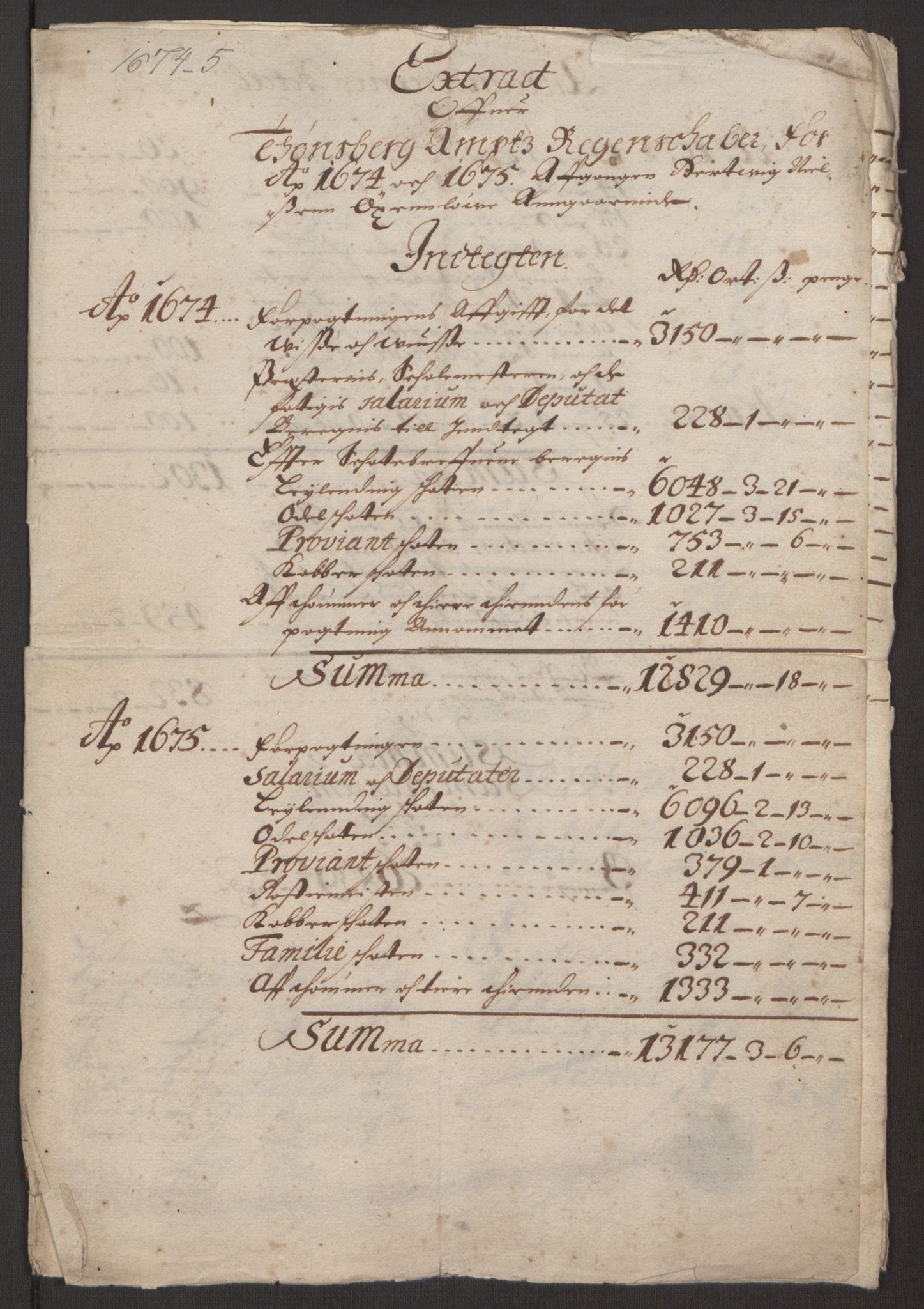 Rentekammeret inntil 1814, Reviderte regnskaper, Fogderegnskap, AV/RA-EA-4092/R32/L1843: Fogderegnskap Jarlsberg grevskap, 1674-1675, p. 100