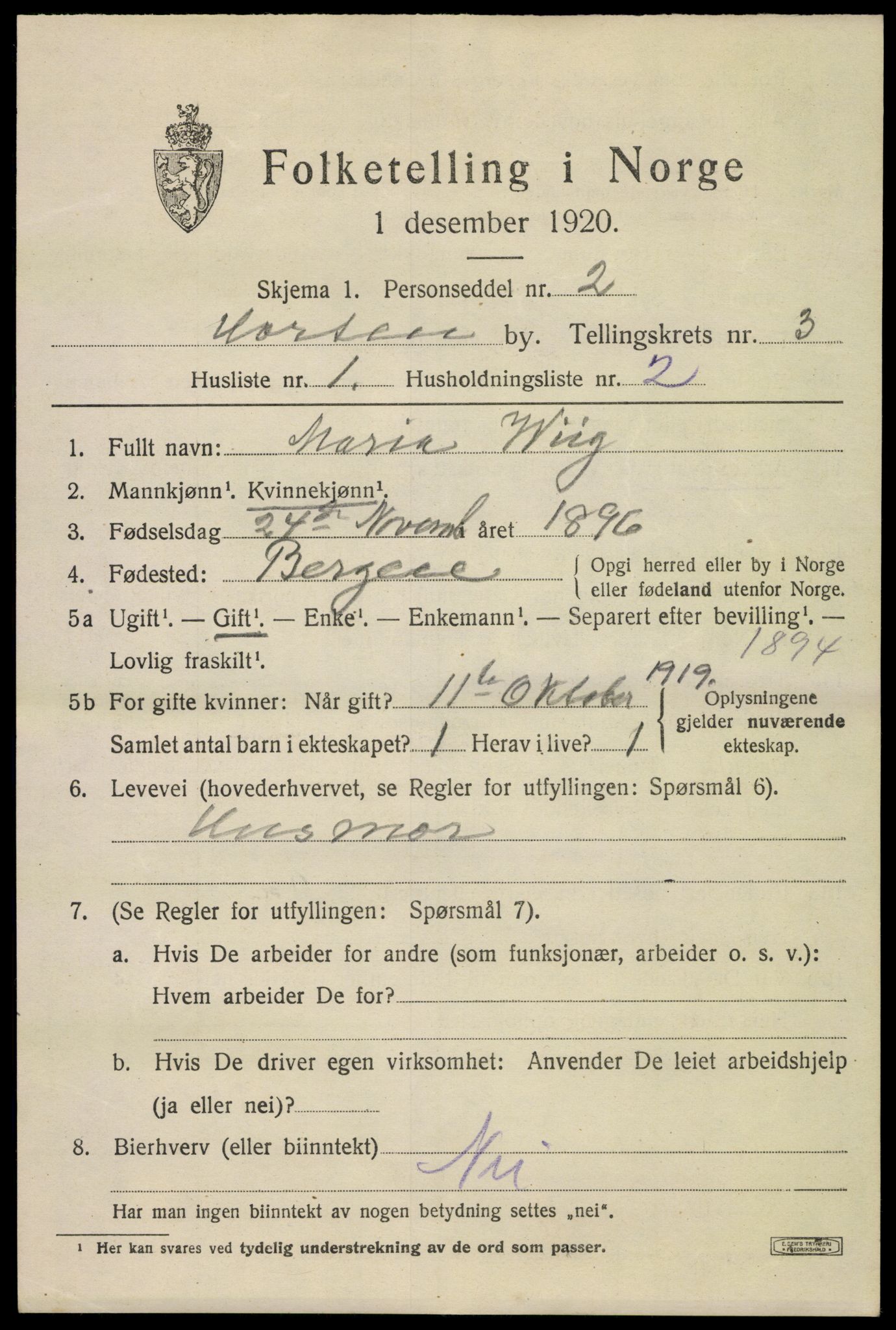 SAKO, 1920 census for Horten, 1920, p. 14887