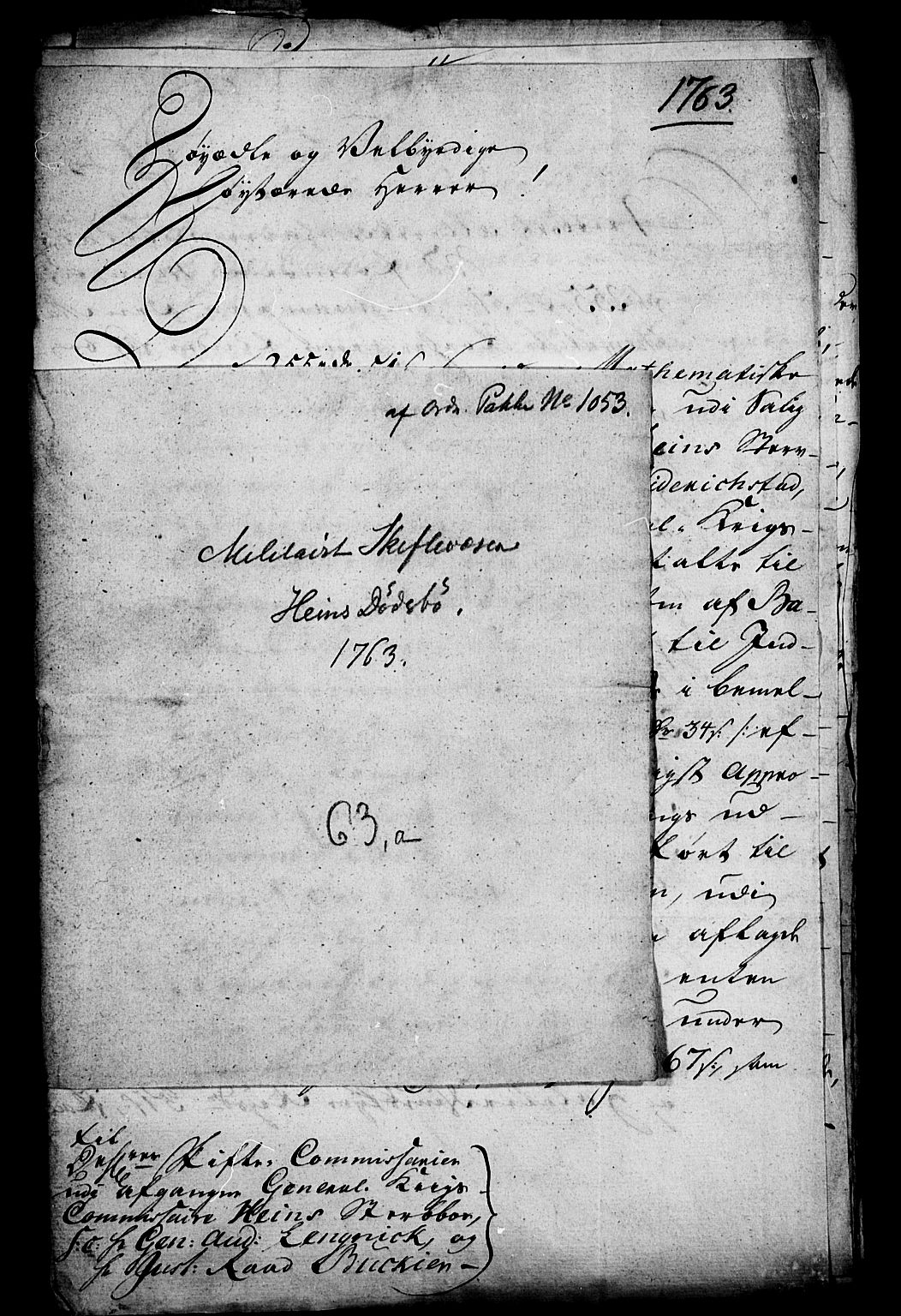 Forsvaret, Generalauditøren, RA/RAFA-1772/F/Fj/Fja/L0015b: Hein (S 398) 1761 - 1772., 1761-1772, p. 1