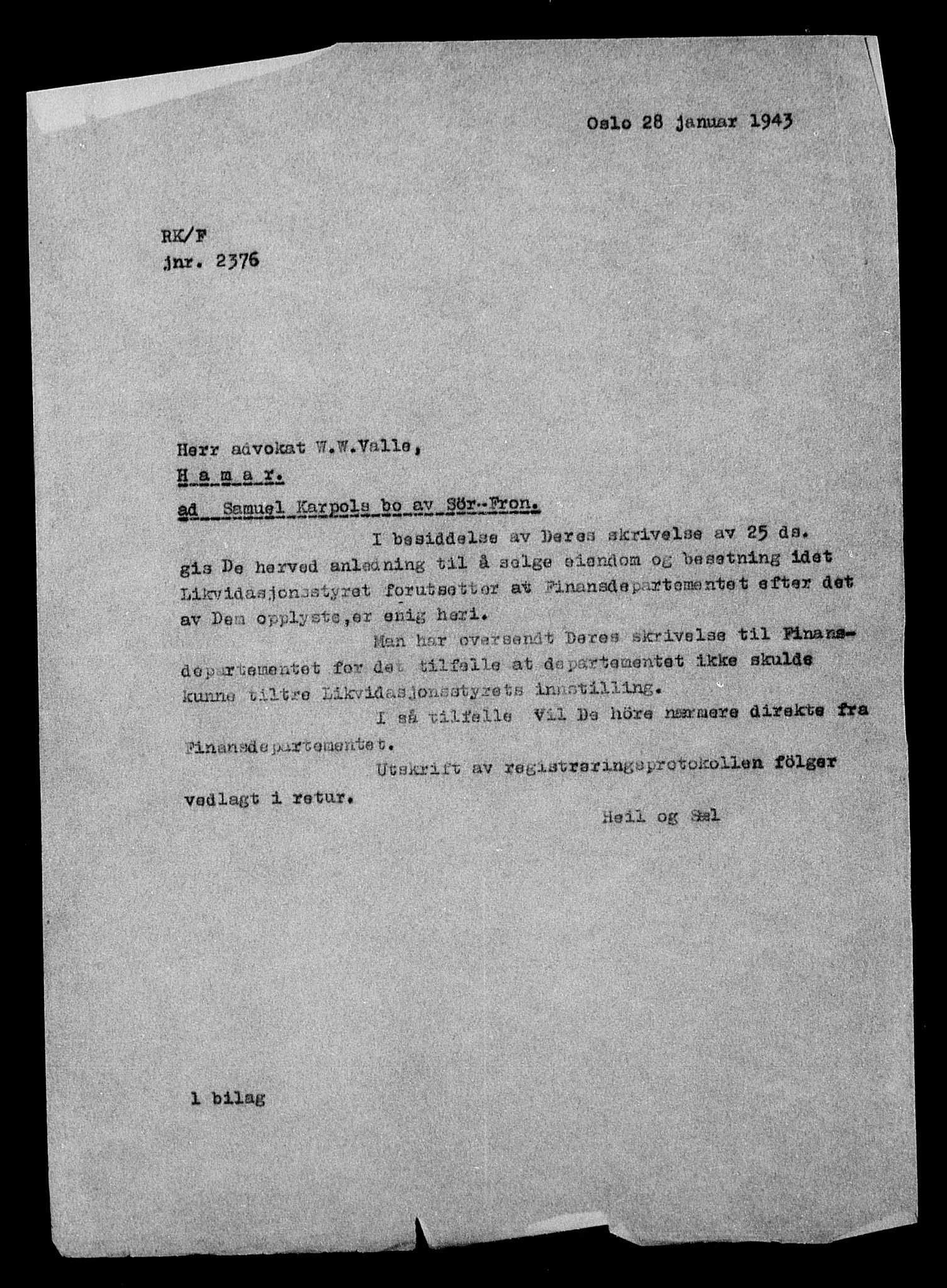 Justisdepartementet, Tilbakeføringskontoret for inndratte formuer, AV/RA-S-1564/H/Hc/Hcc/L0949: --, 1945-1947, p. 697