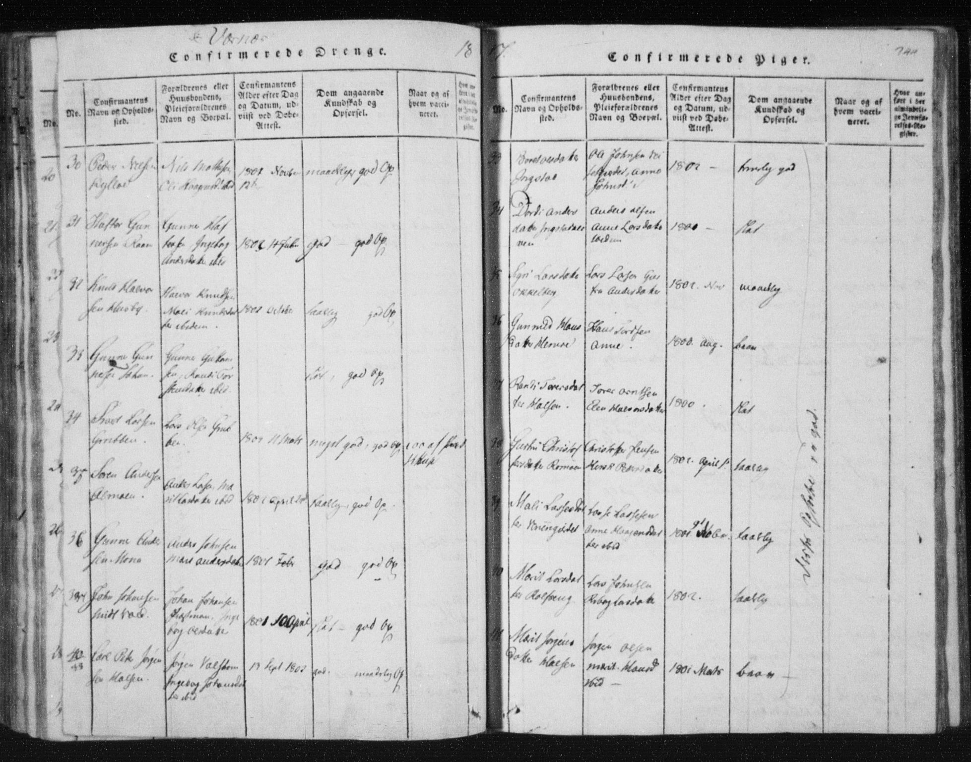 Ministerialprotokoller, klokkerbøker og fødselsregistre - Nord-Trøndelag, AV/SAT-A-1458/709/L0061: Parish register (official) no. 709A08 /1, 1815-1819, p. 244