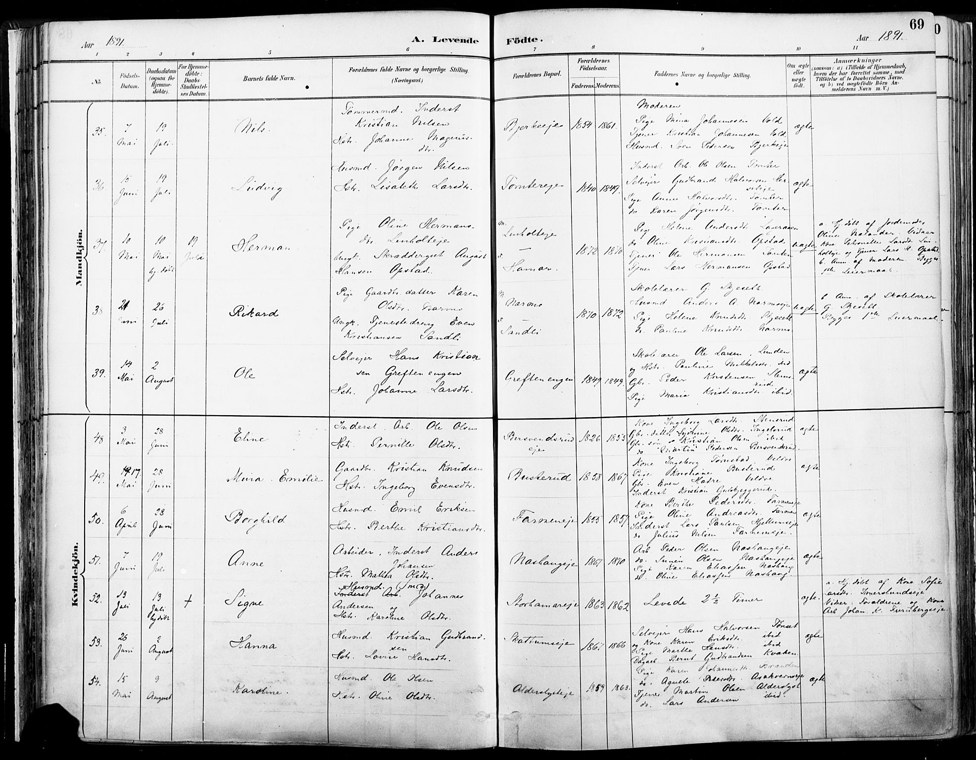 Vang prestekontor, Hedmark, AV/SAH-PREST-008/H/Ha/Haa/L0019A: Parish register (official) no. 19, 1886-1900, p. 69