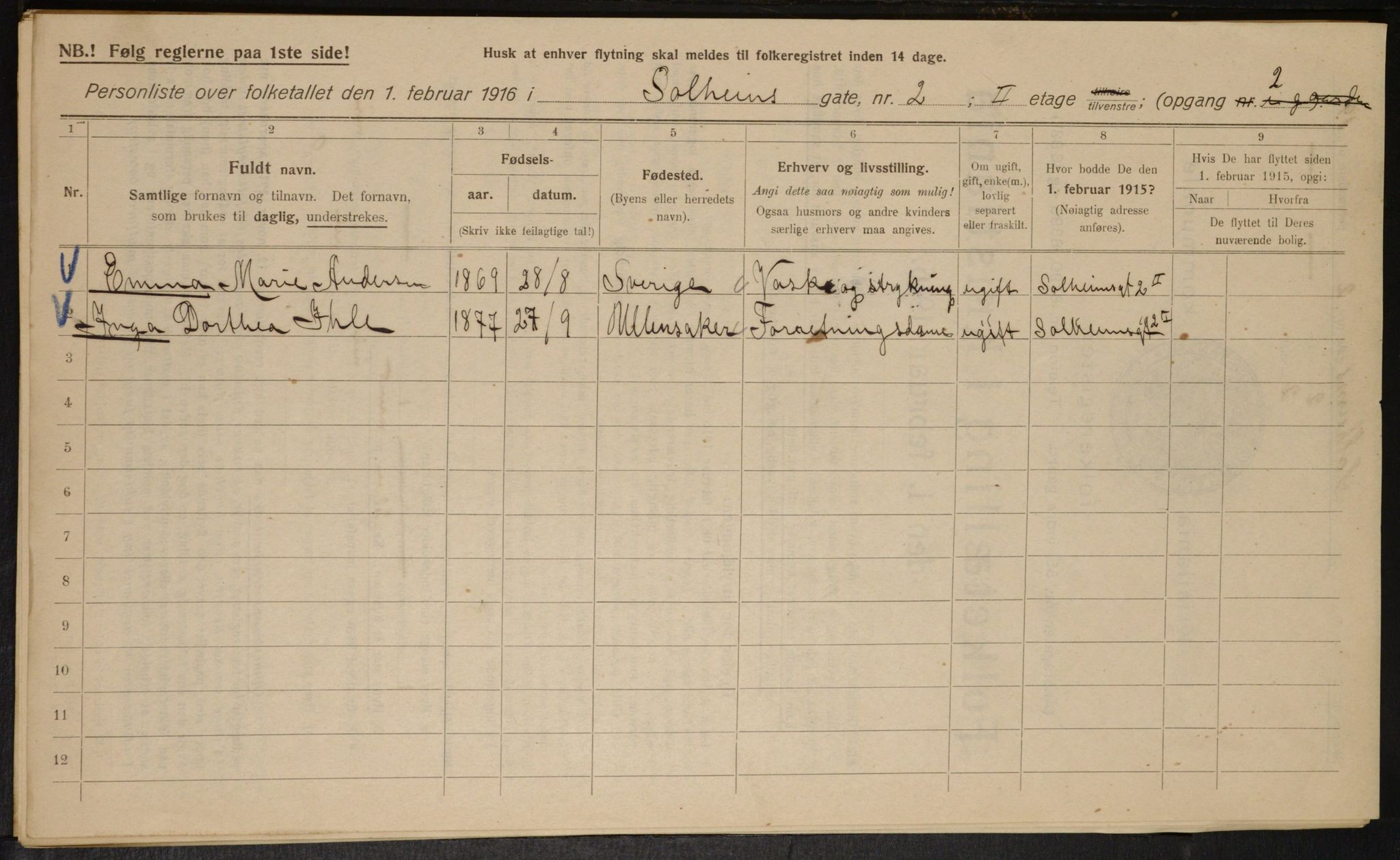 OBA, Municipal Census 1916 for Kristiania, 1916, p. 102036