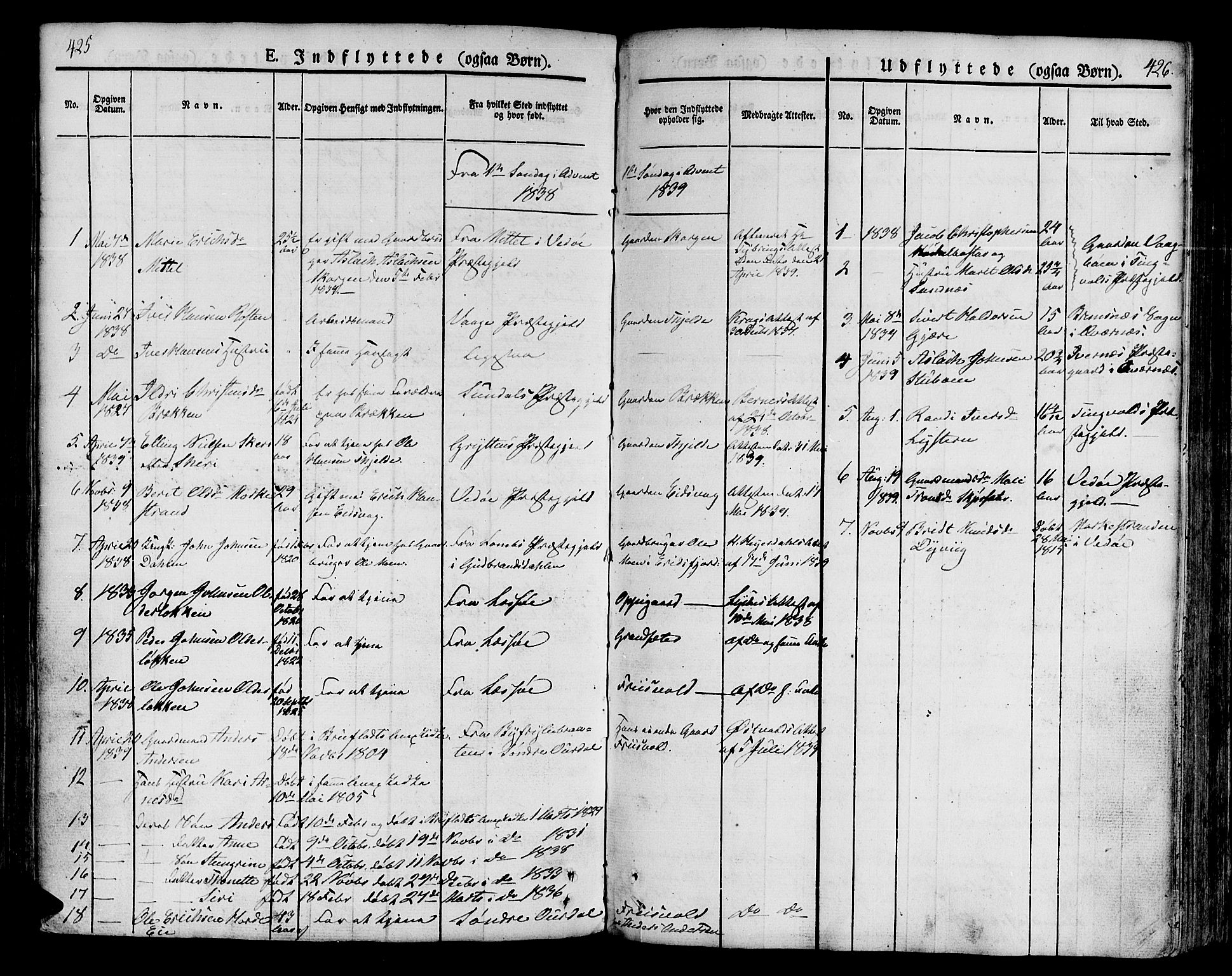Ministerialprotokoller, klokkerbøker og fødselsregistre - Møre og Romsdal, SAT/A-1454/551/L0624: Parish register (official) no. 551A04, 1831-1845, p. 425-426