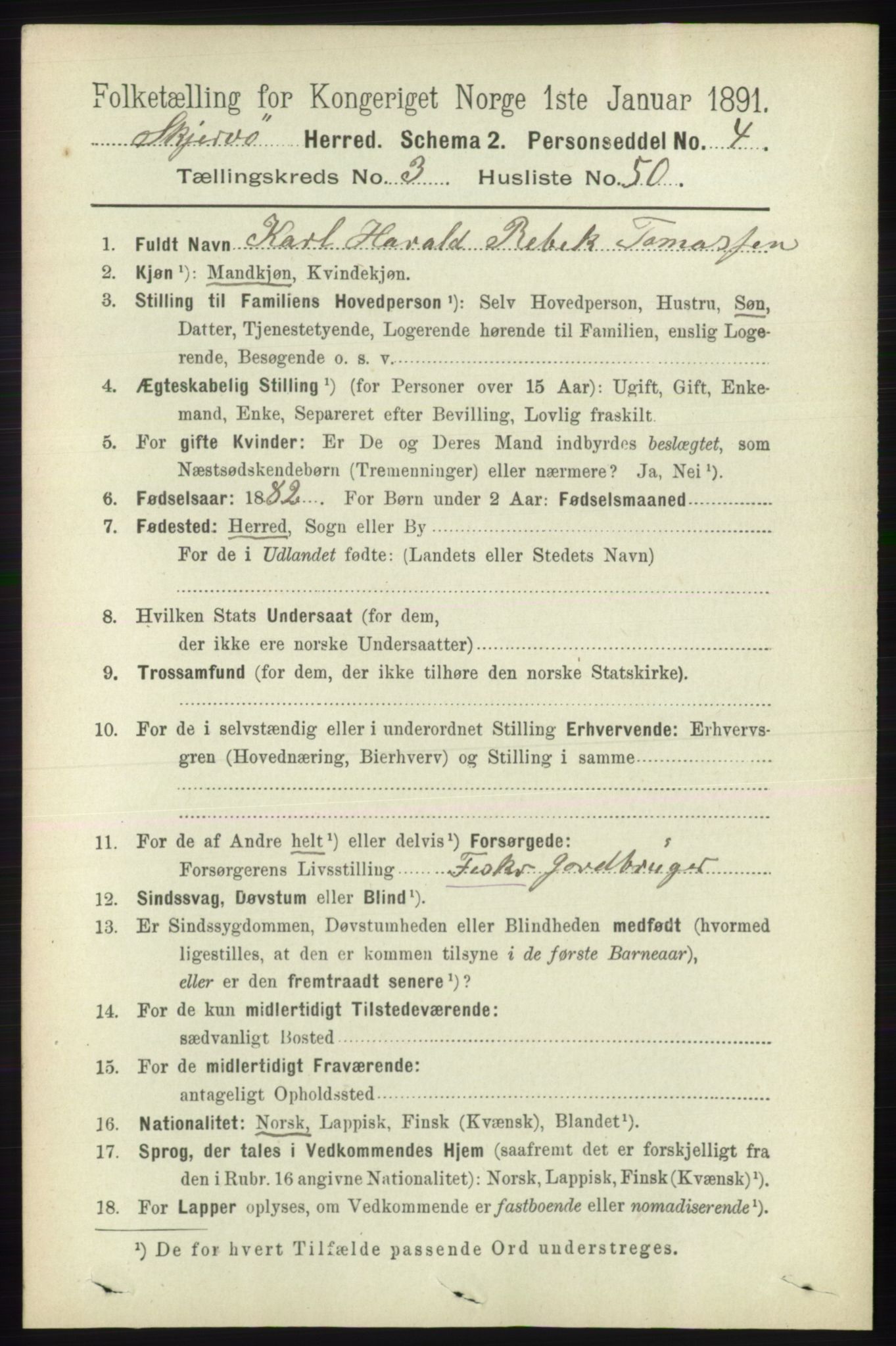 RA, 1891 census for 1941 Skjervøy, 1891, p. 2210