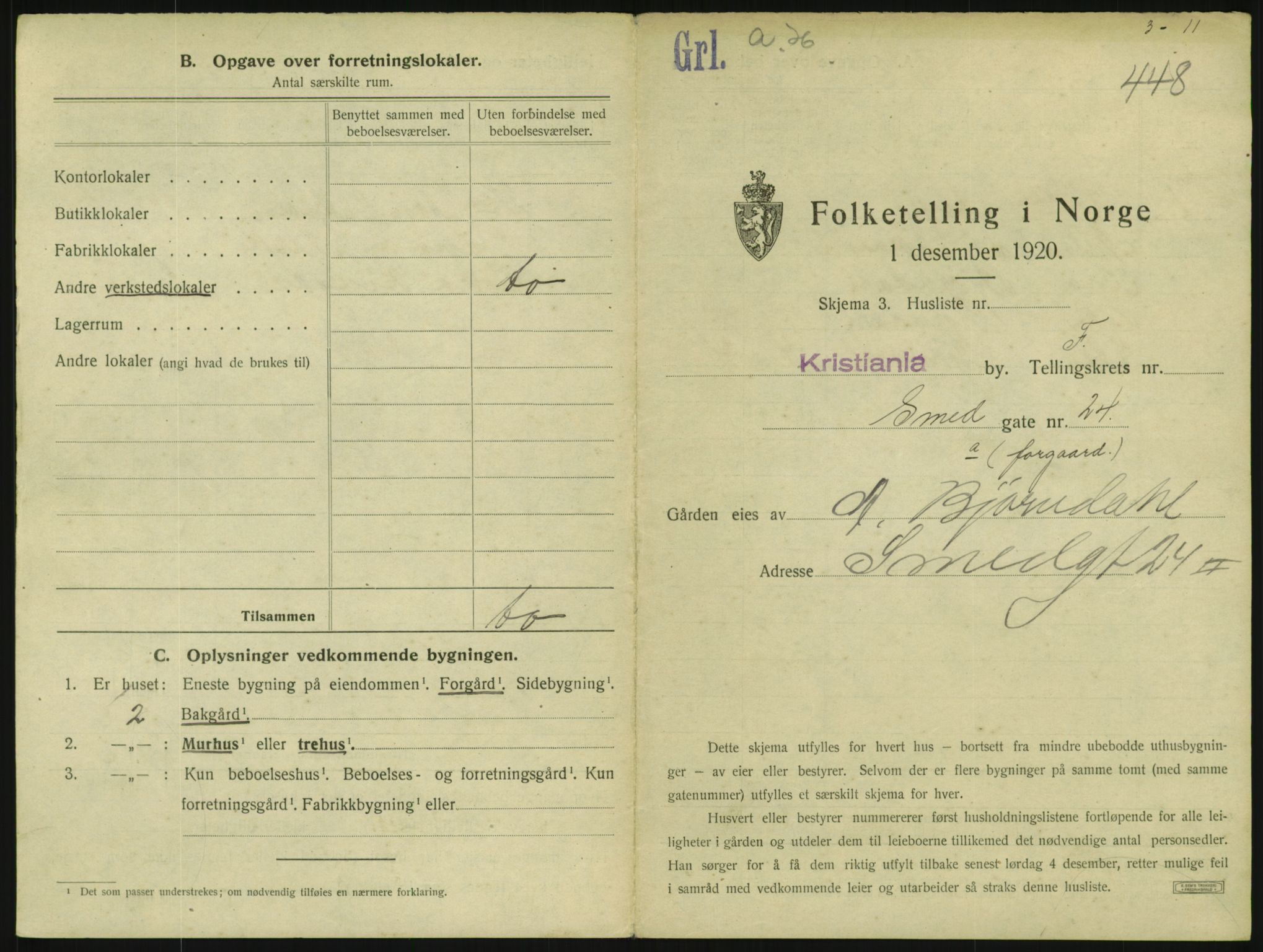 SAO, 1920 census for Kristiania, 1920, p. 97807