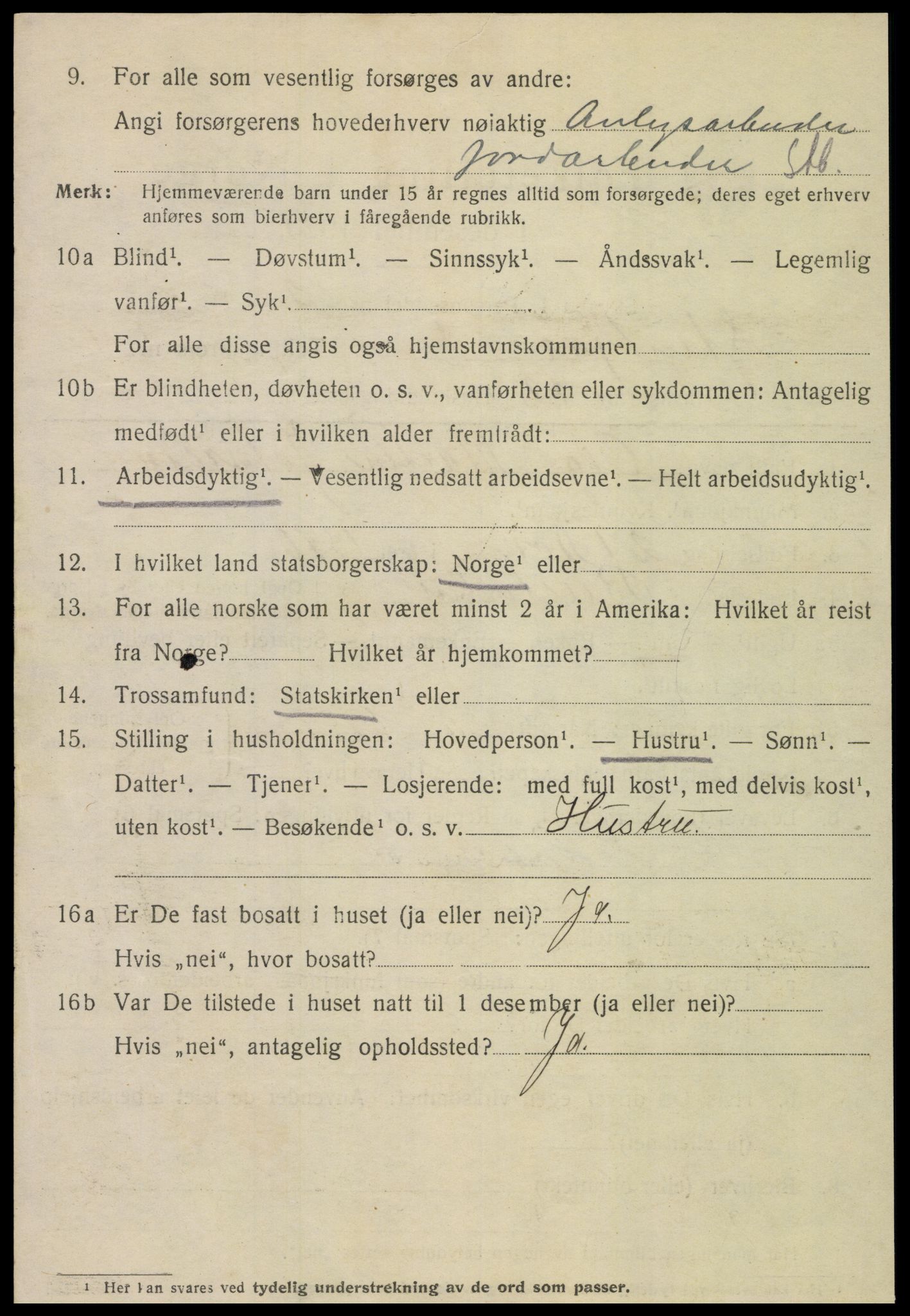 SAT, 1920 census for Steinkjer, 1920, p. 4081