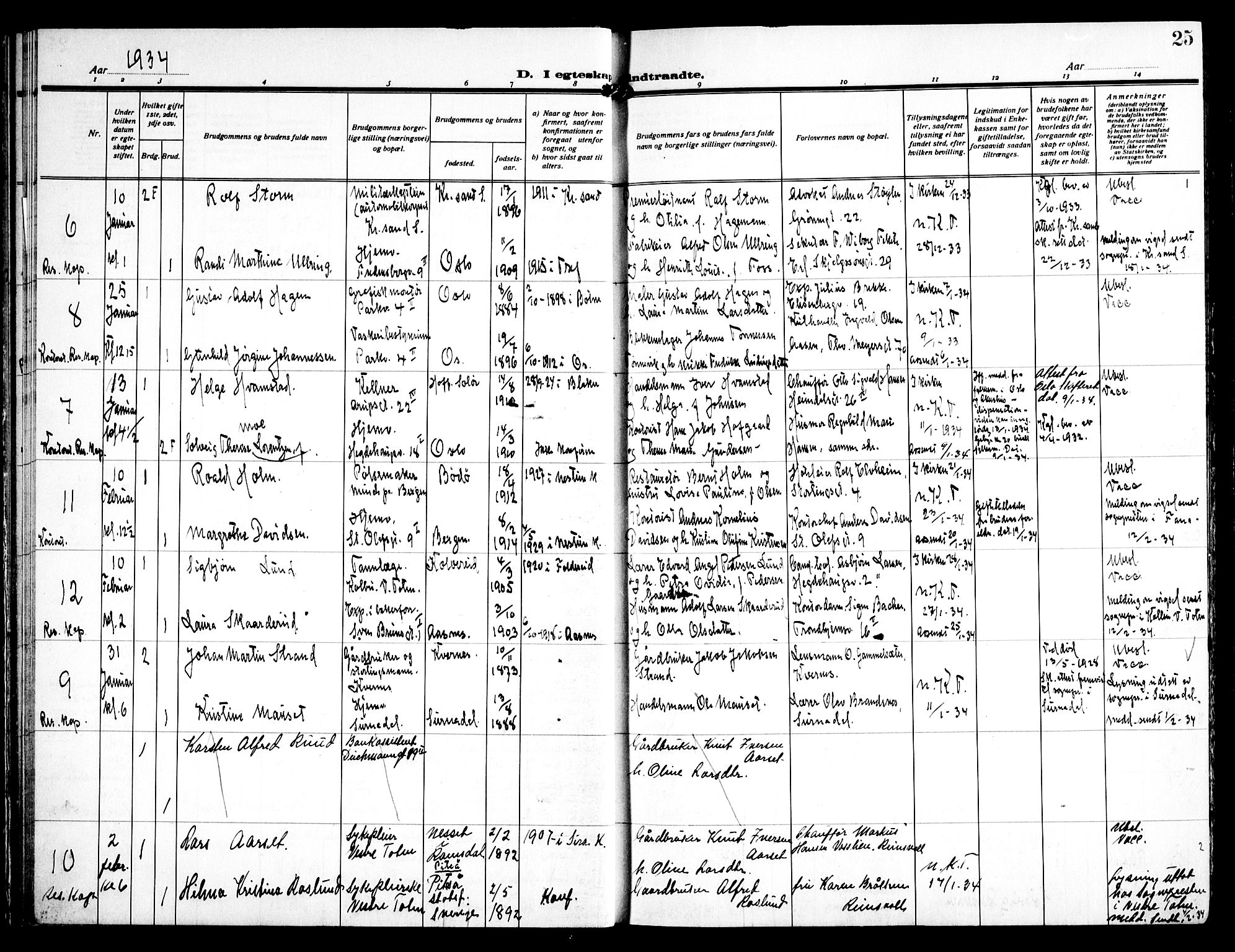 Trefoldighet prestekontor Kirkebøker, AV/SAO-A-10882/H/Ha/L0005: Banns register no. 5, 1932-1952, p. 25