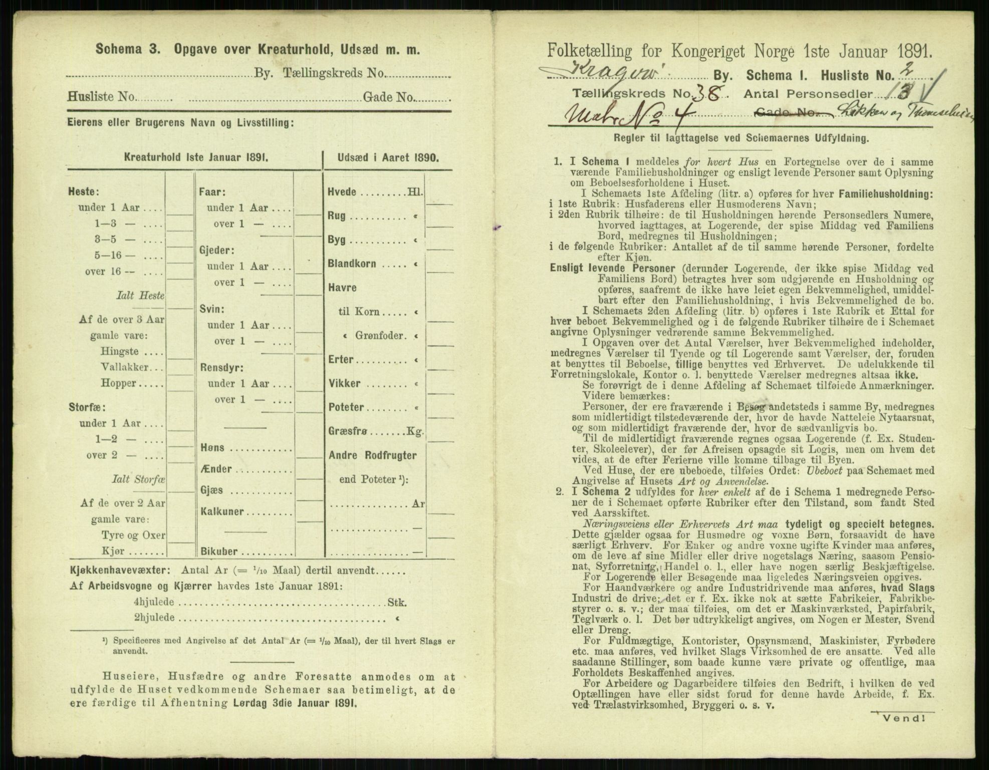 RA, 1891 census for 0801 Kragerø, 1891, p. 1556