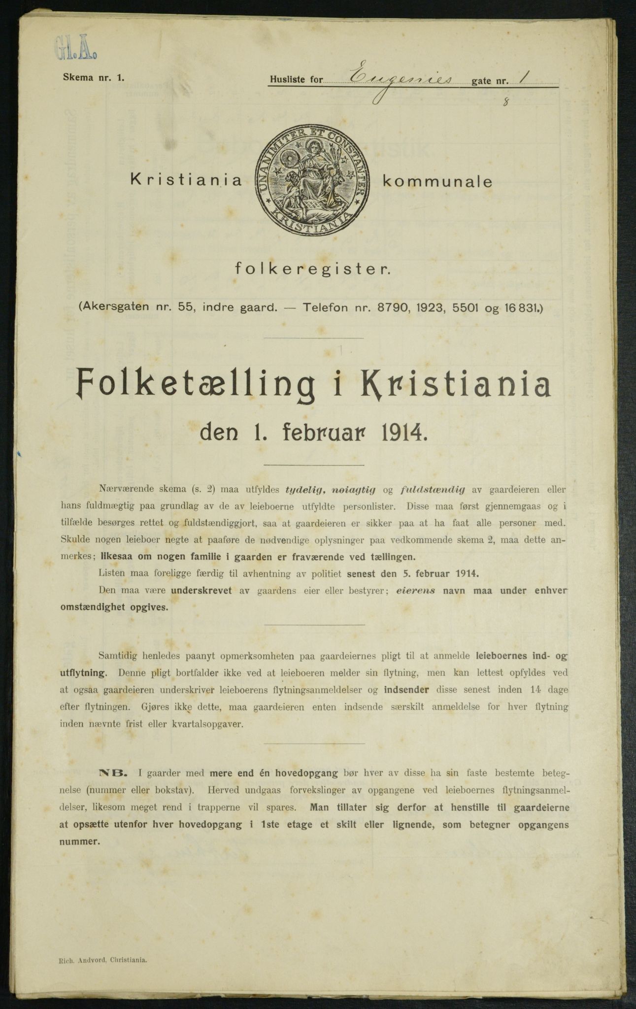 OBA, Municipal Census 1914 for Kristiania, 1914, p. 22784