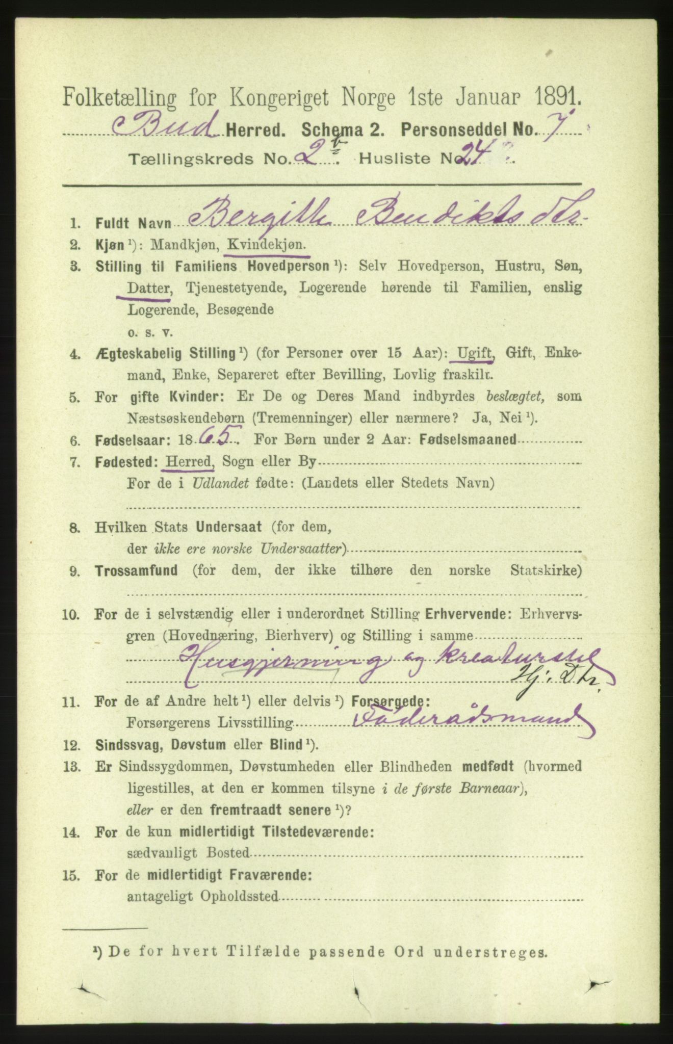 RA, 1891 census for 1549 Bud, 1891, p. 1372