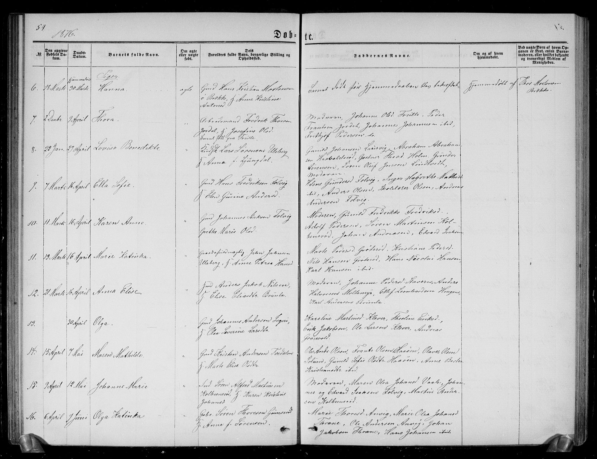 Brunlanes kirkebøker, SAKO/A-342/G/Ga/L0002: Parish register (copy) no. I 2, 1866-1876, p. 54