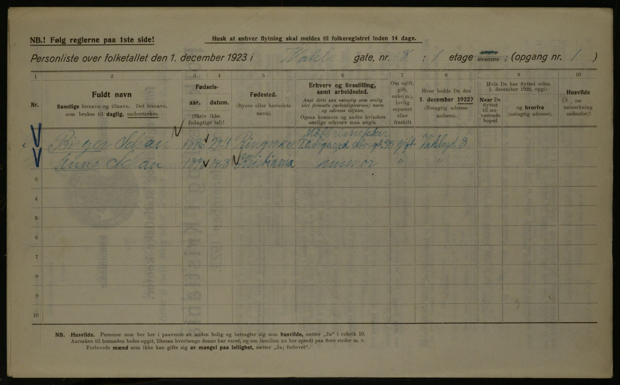 OBA, Municipal Census 1923 for Kristiania, 1923, p. 134337