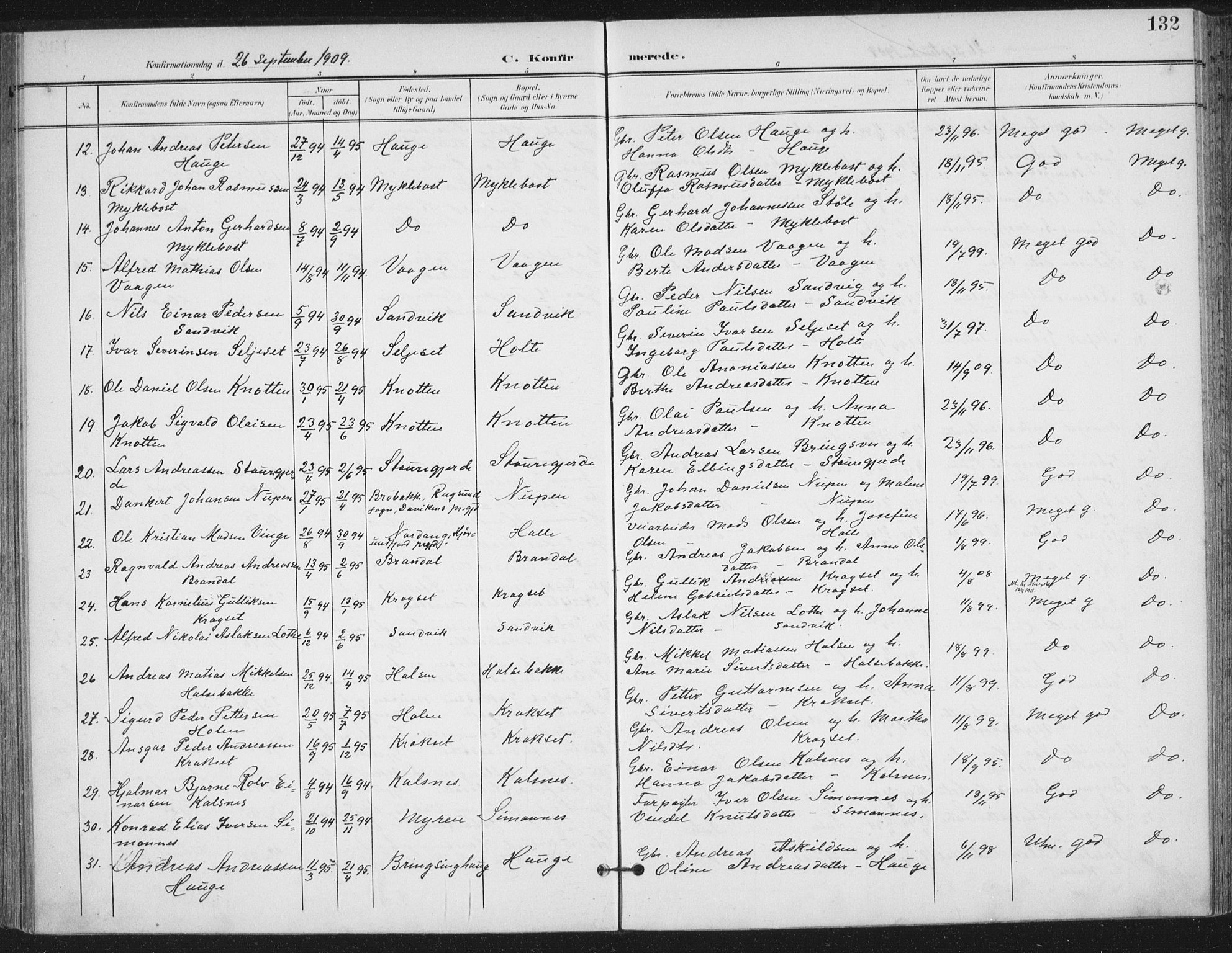 Ministerialprotokoller, klokkerbøker og fødselsregistre - Møre og Romsdal, AV/SAT-A-1454/503/L0038: Parish register (official) no. 503A06, 1901-1917, p. 132