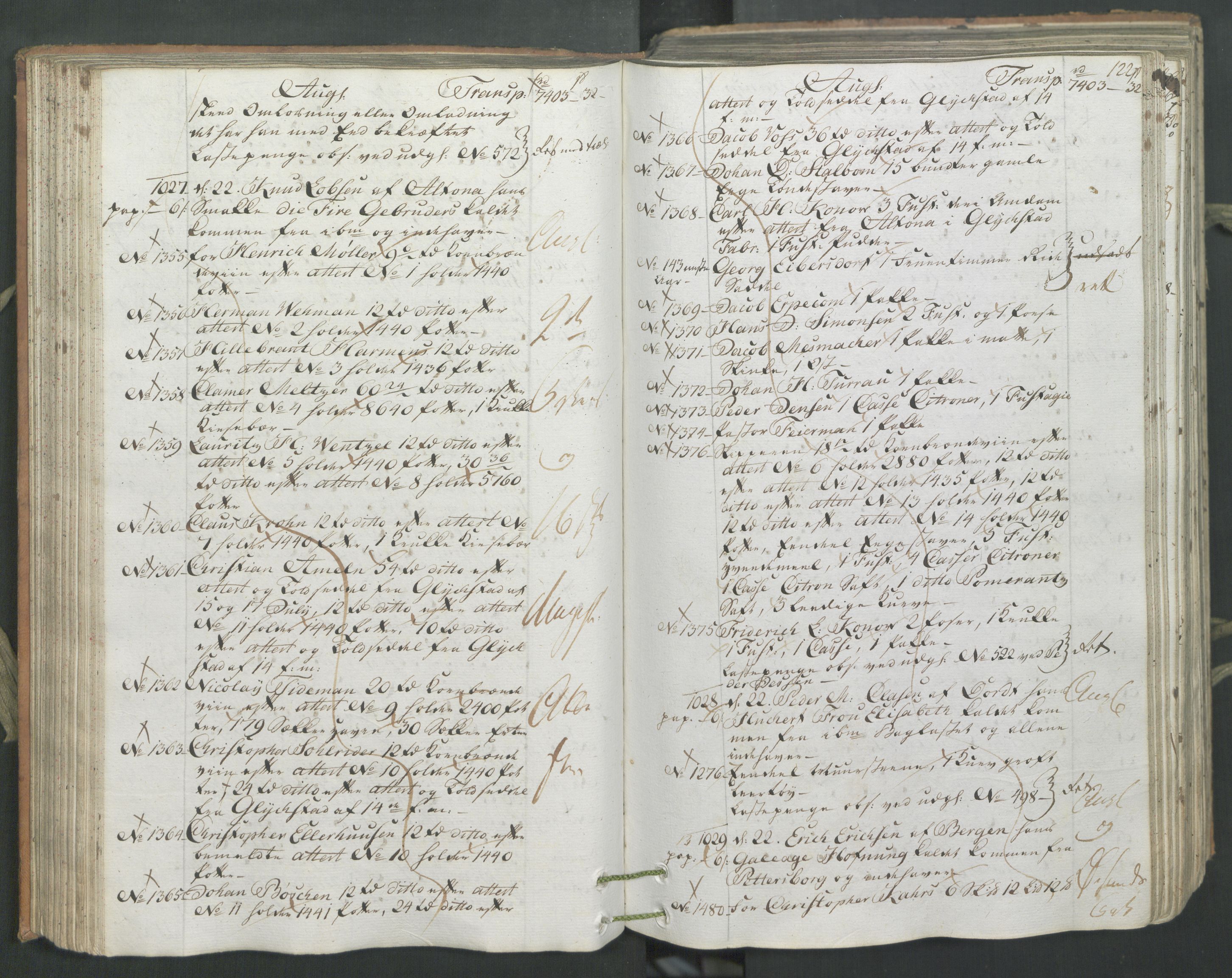 Generaltollkammeret, tollregnskaper, AV/RA-EA-5490/R26/L0222/0001: Tollregnskaper Bergen A / Inngående hovedtollbok, 1786, p. 121b-122a