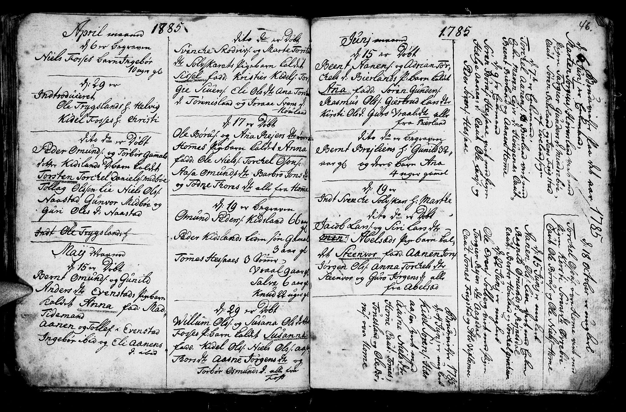 Bjelland sokneprestkontor, SAK/1111-0005/F/Fb/Fba/L0002: Parish register (copy) no. B 2, 1753-1792, p. 46