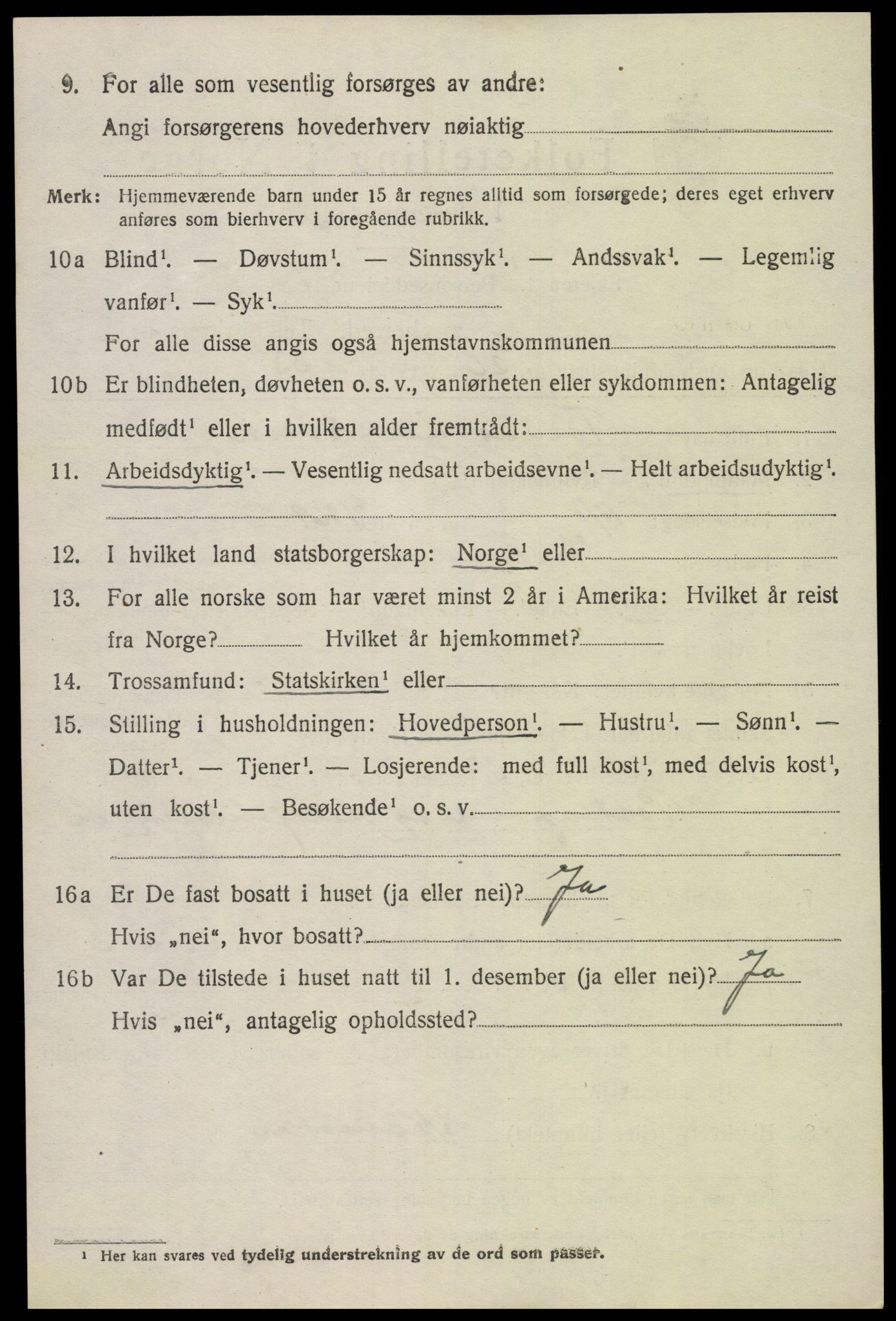 SAK, 1920 census for Iveland, 1920, p. 926