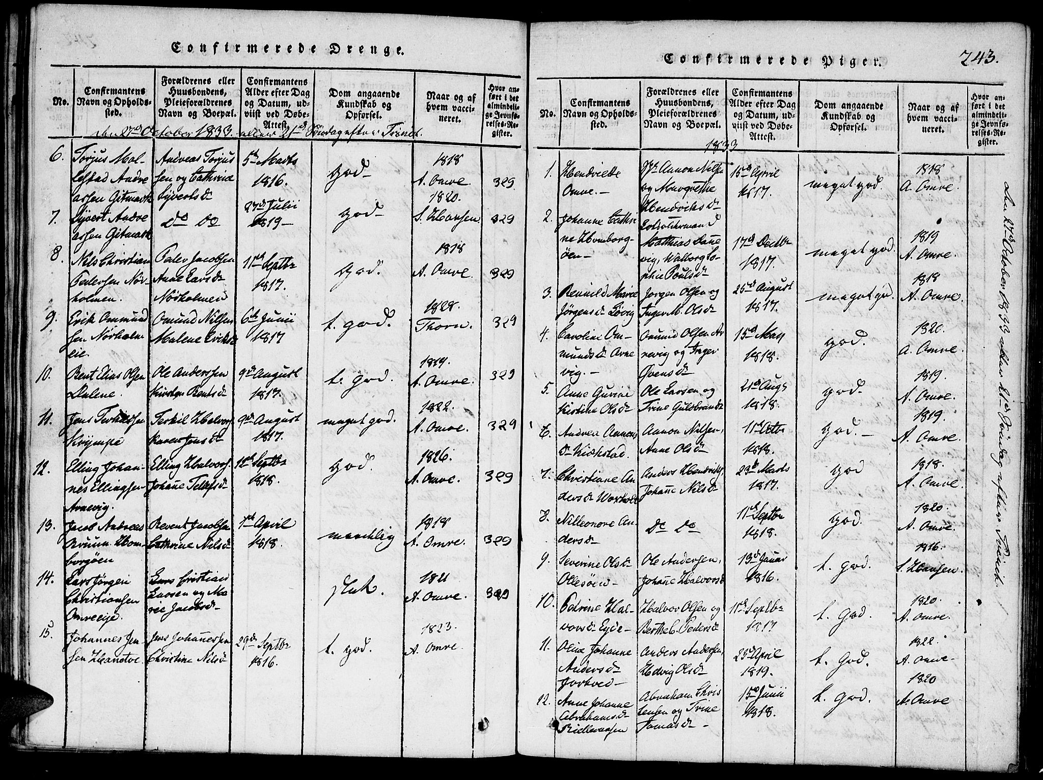 Hommedal sokneprestkontor, AV/SAK-1111-0023/F/Fa/Faa/L0001: Parish register (official) no. A 1, 1816-1860, p. 244