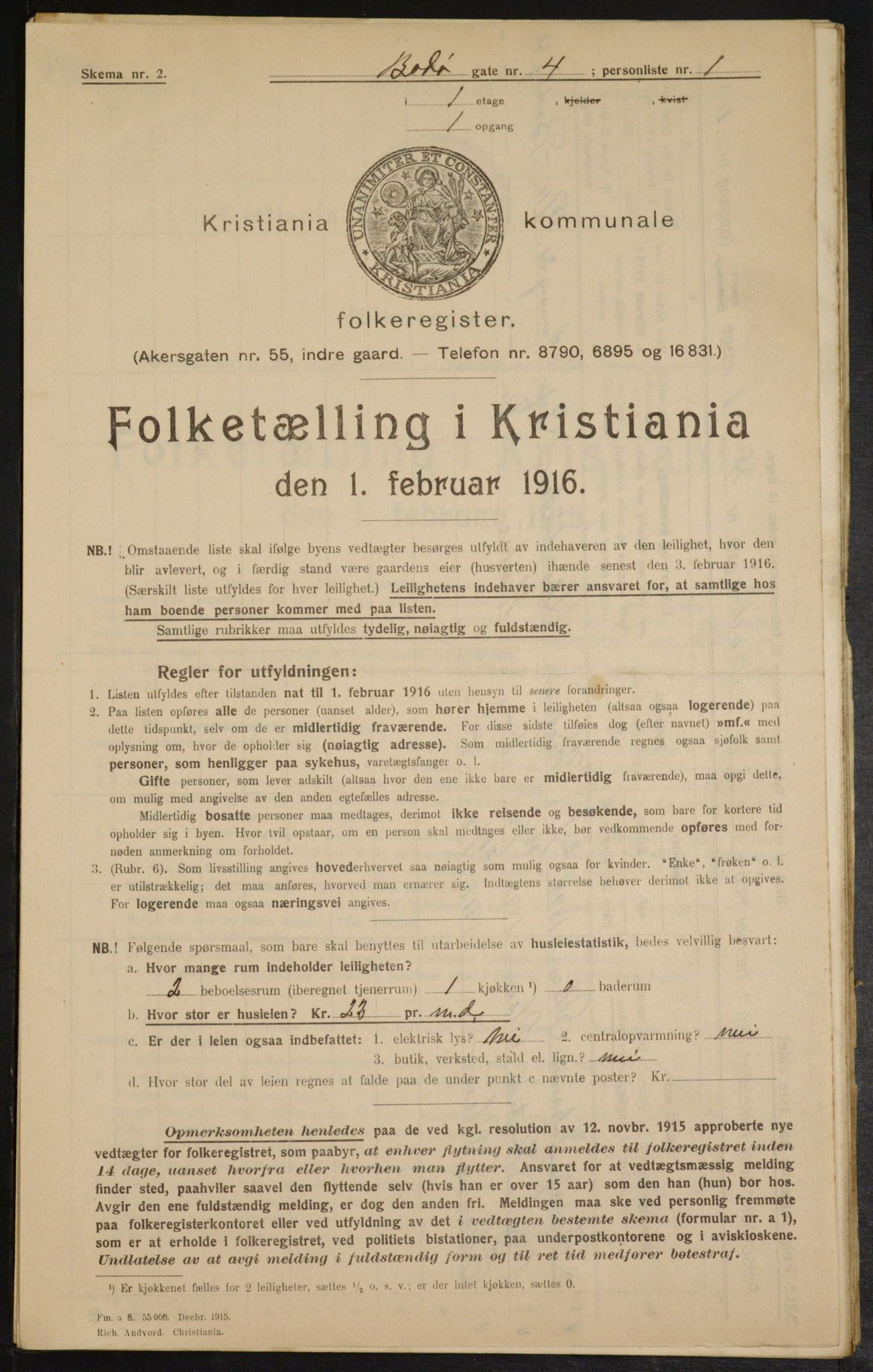 OBA, Municipal Census 1916 for Kristiania, 1916, p. 6812