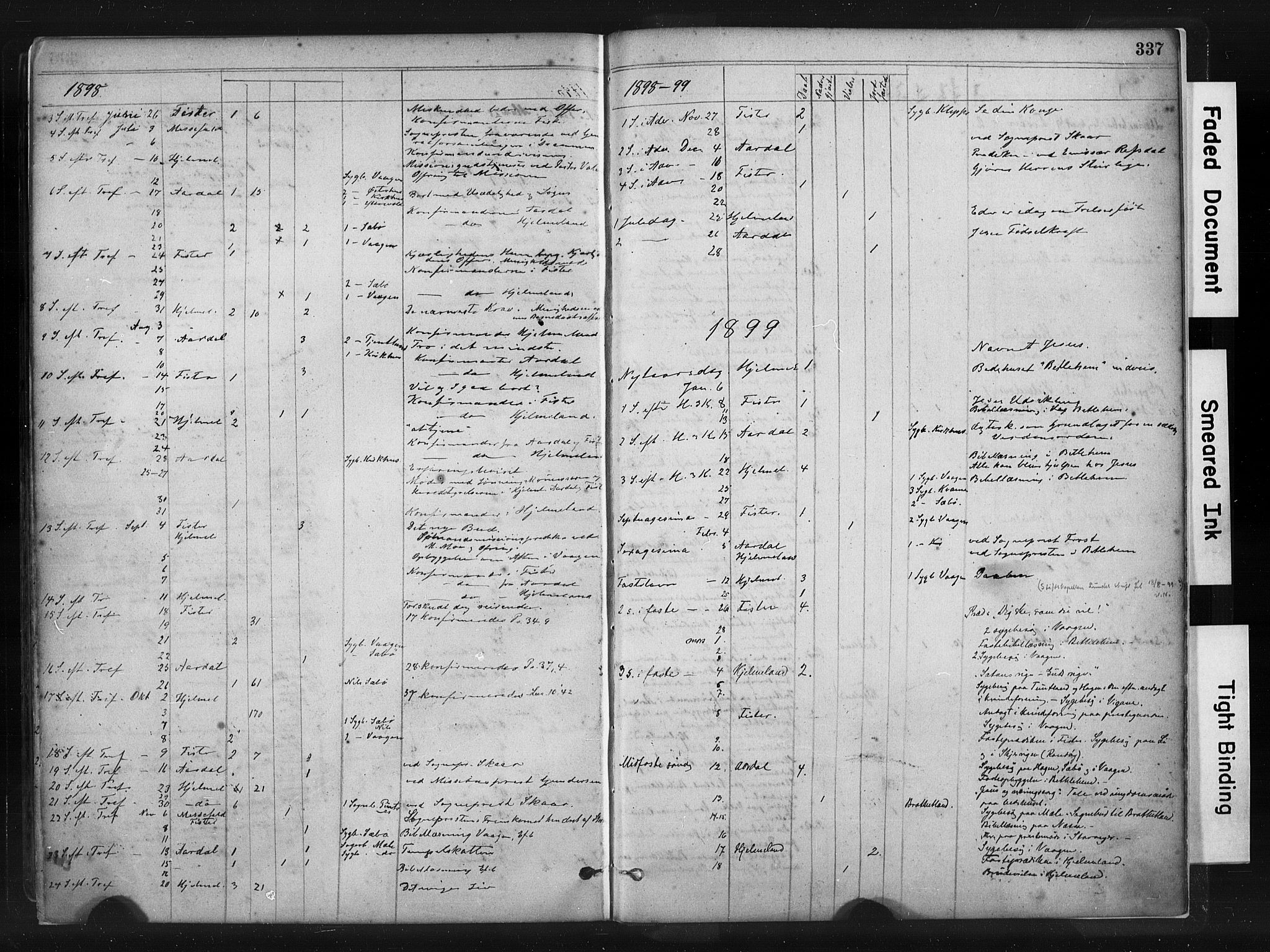 Hjelmeland sokneprestkontor, AV/SAST-A-101843/01/IV/L0014: Parish register (official) no. A 14, 1879-1900, p. 337