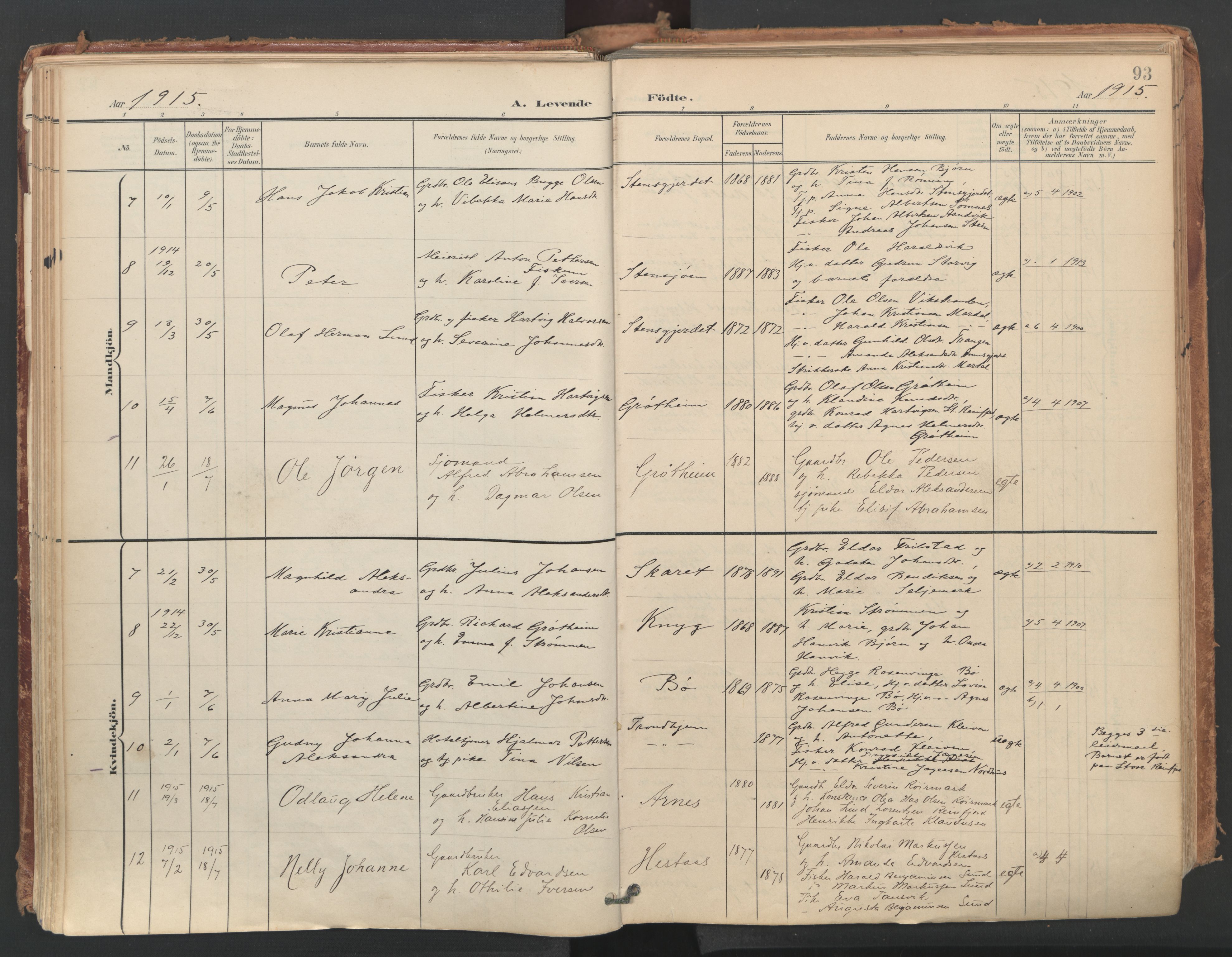 Ministerialprotokoller, klokkerbøker og fødselsregistre - Nordland, AV/SAT-A-1459/812/L0180: Parish register (official) no. 812A09, 1901-1915, p. 93