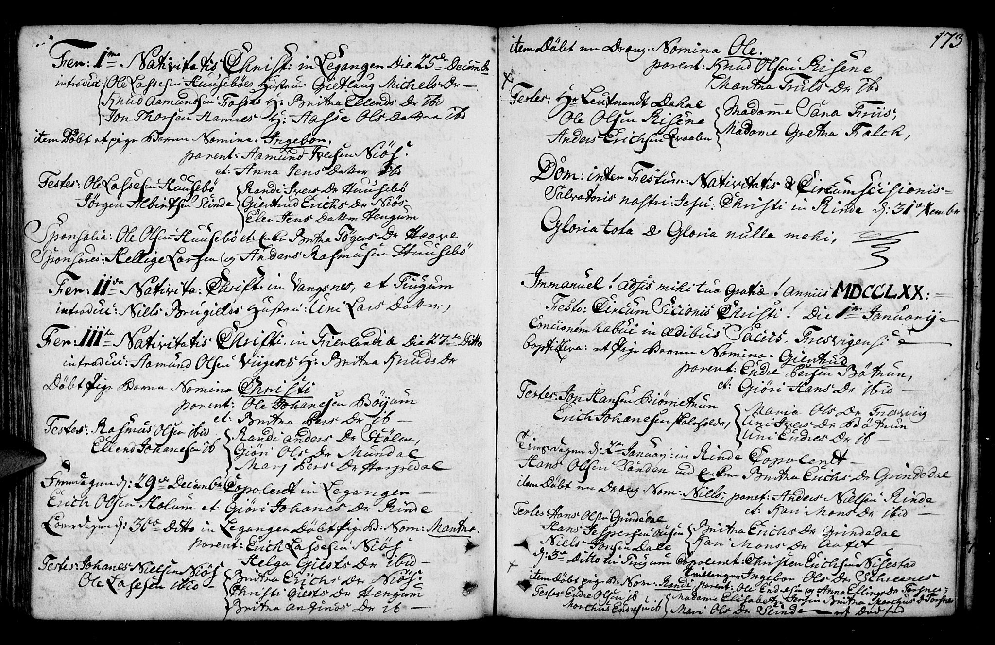 Leikanger sokneprestembete, SAB/A-81001: Parish register (official) no. A 3, 1756-1770, p. 173