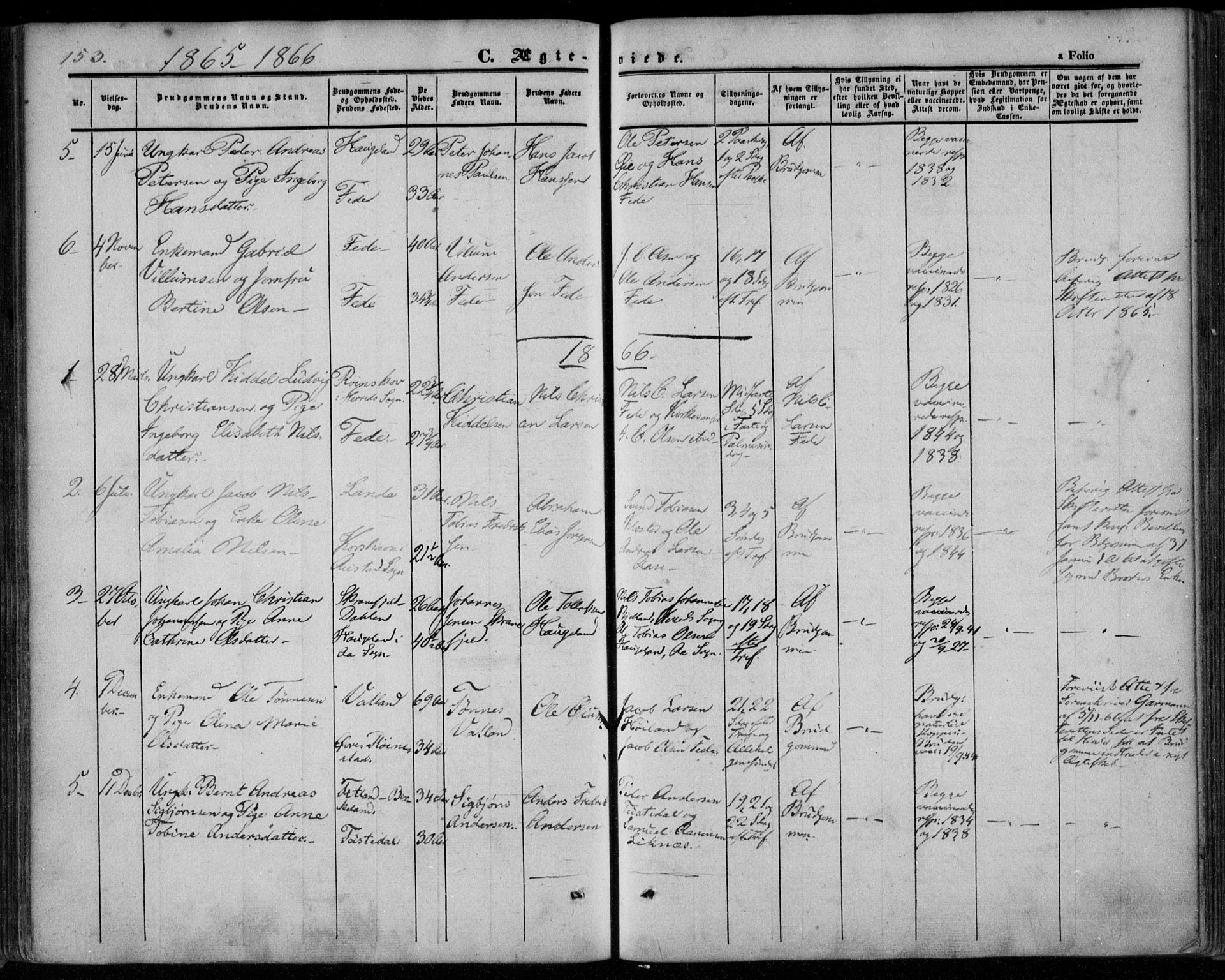 Kvinesdal sokneprestkontor, AV/SAK-1111-0026/F/Fa/Faa/L0002: Parish register (official) no. A 2, 1850-1876, p. 153