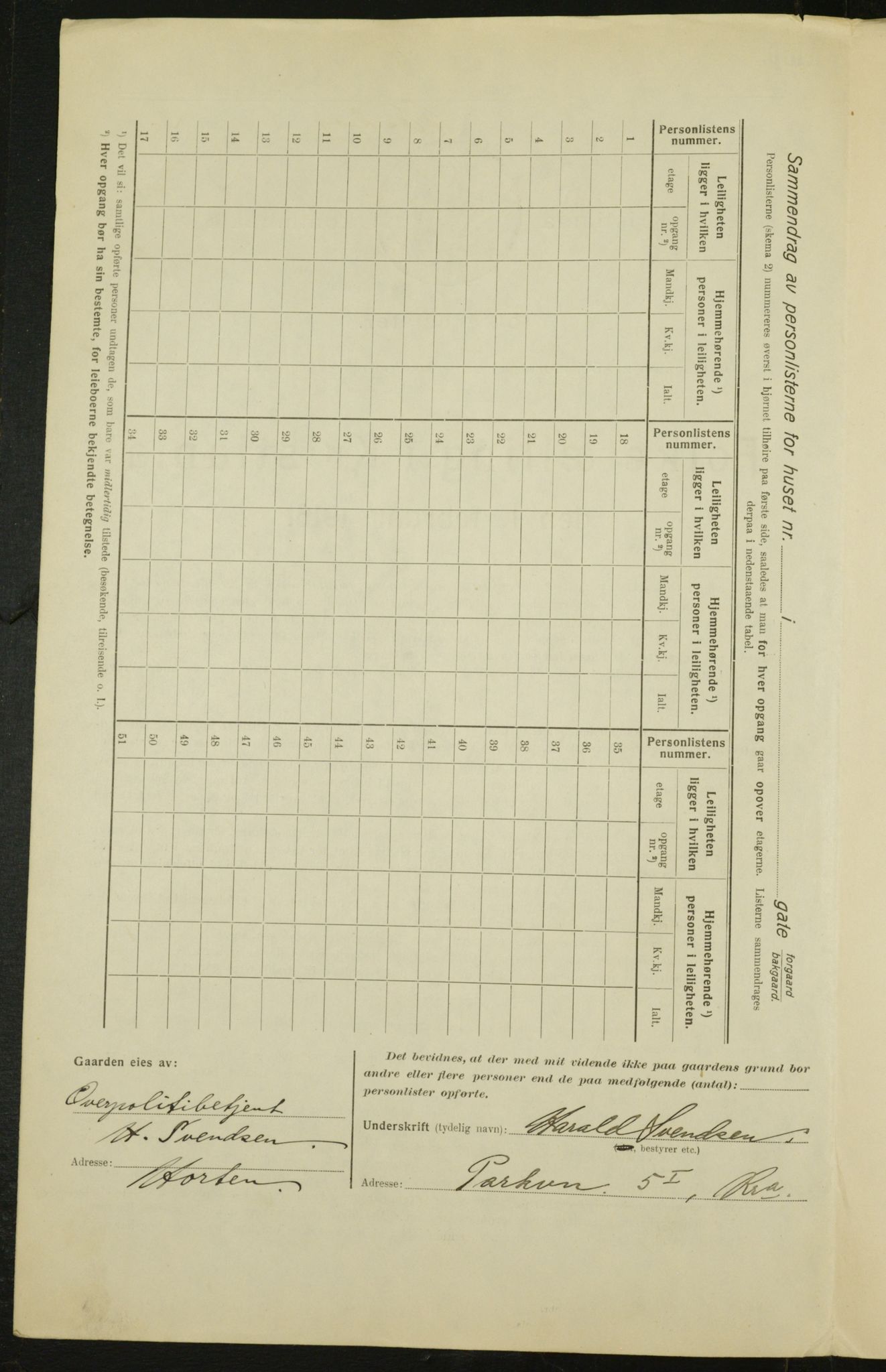 OBA, Municipal Census 1916 for Kristiania, 1916, p. 2645