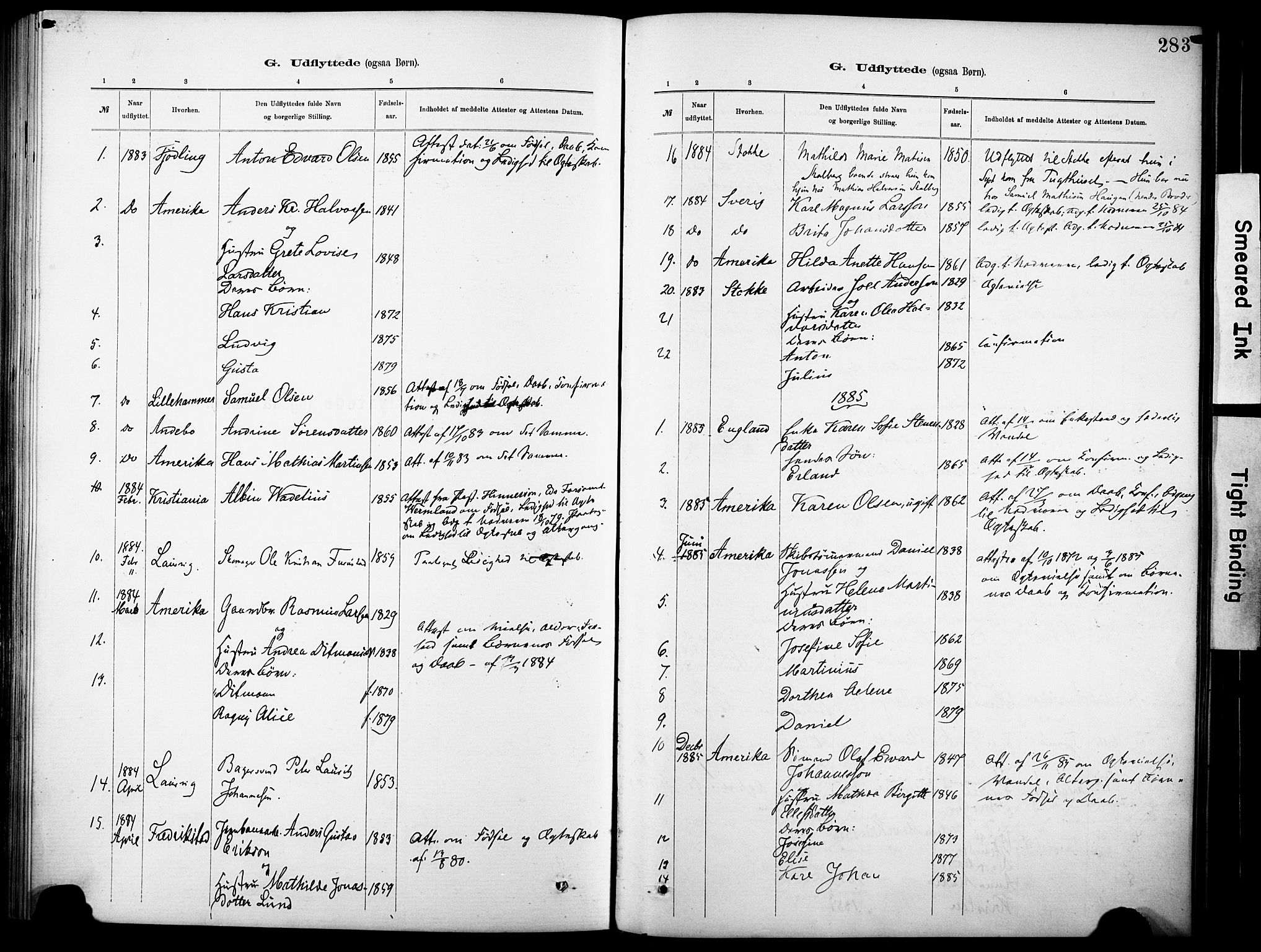 Sandar kirkebøker, SAKO/A-243/F/Fa/L0013: Parish register (official) no. 13, 1883-1895, p. 283