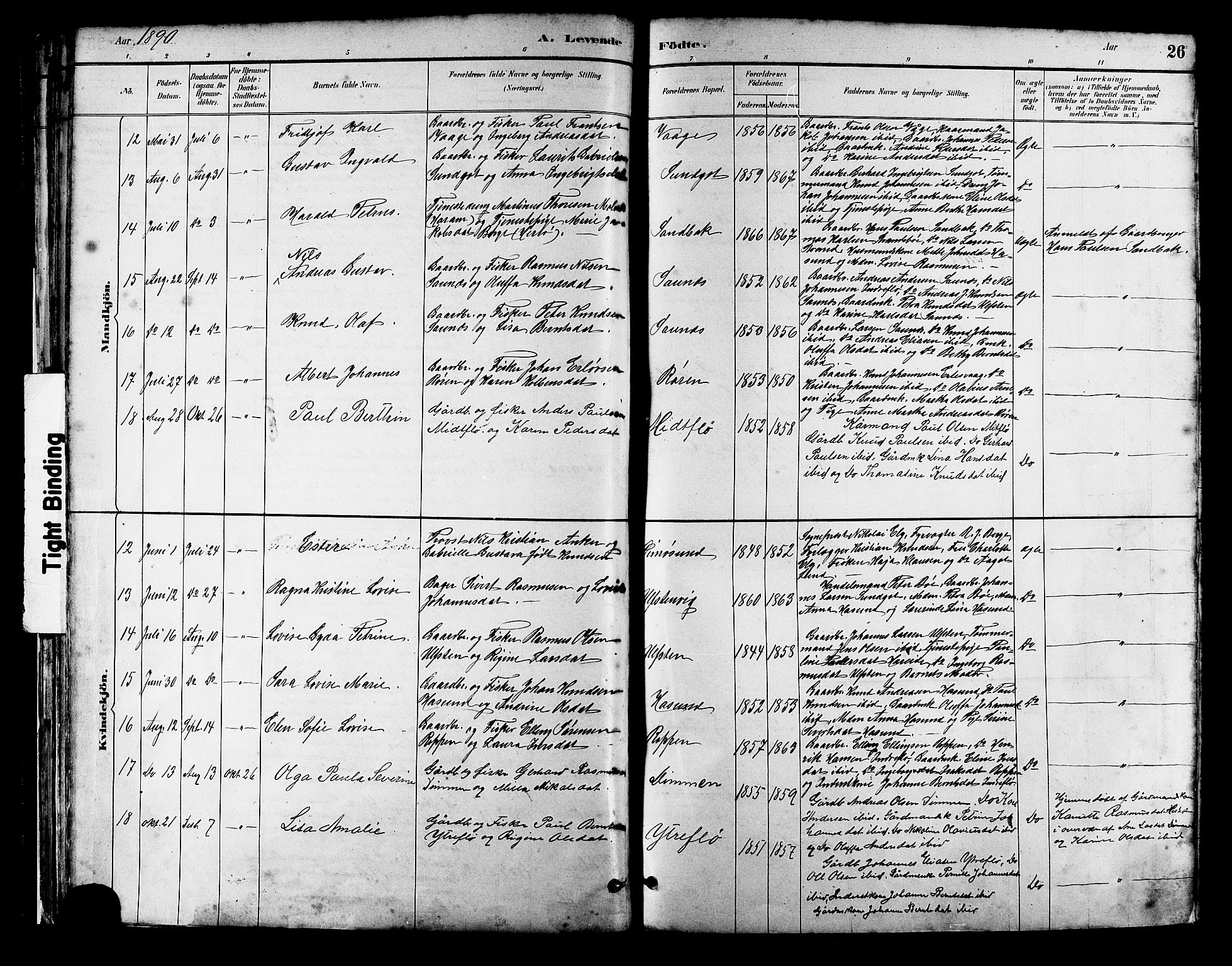 Ministerialprotokoller, klokkerbøker og fødselsregistre - Møre og Romsdal, SAT/A-1454/509/L0112: Parish register (copy) no. 509C02, 1883-1922, p. 26