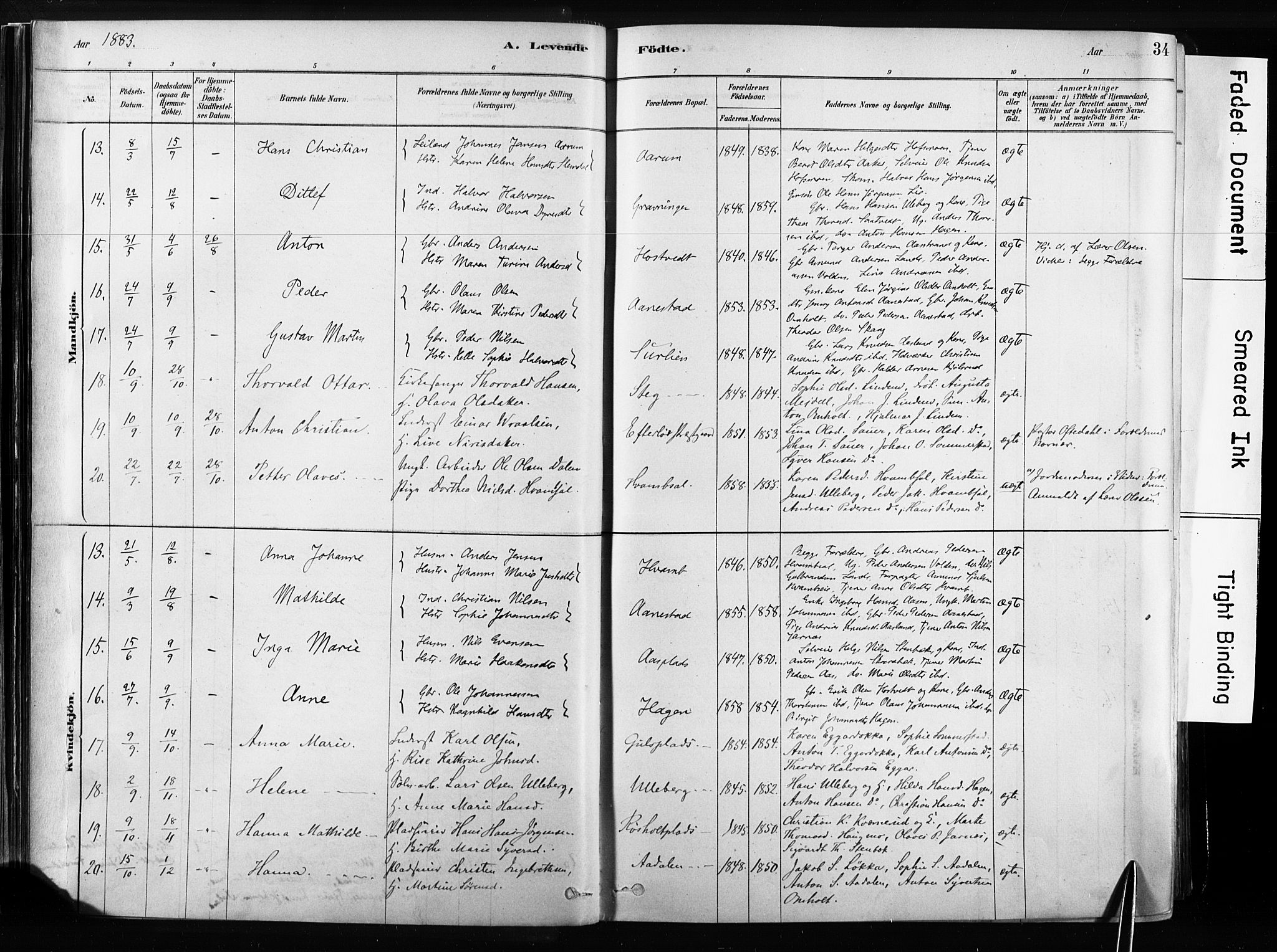 Sandsvær kirkebøker, AV/SAKO-A-244/F/Fb/L0001: Parish register (official) no. II 1, 1878-1906, p. 34