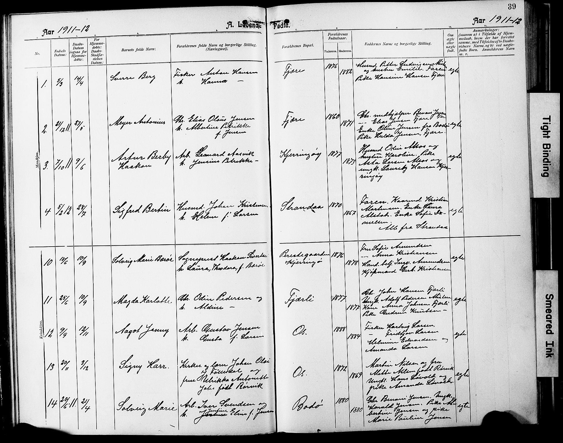 Ministerialprotokoller, klokkerbøker og fødselsregistre - Nordland, SAT/A-1459/803/L0077: Parish register (copy) no. 803C04, 1897-1930, p. 39
