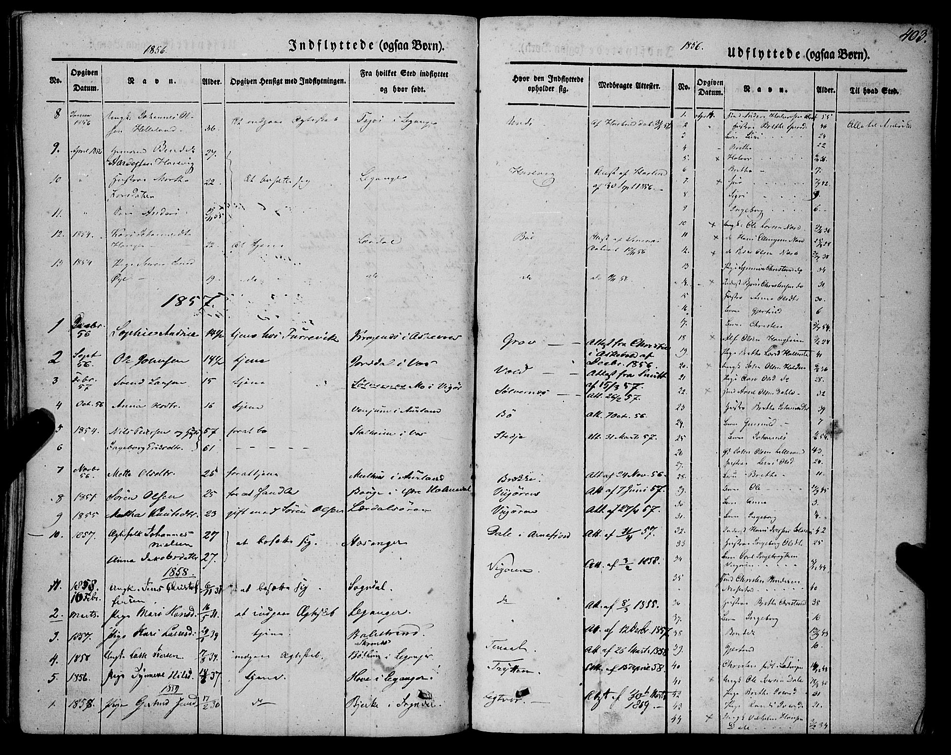 Vik sokneprestembete, AV/SAB-A-81501/H/Haa/Haaa/L0008: Parish register (official) no. A 8, 1846-1865, p. 403