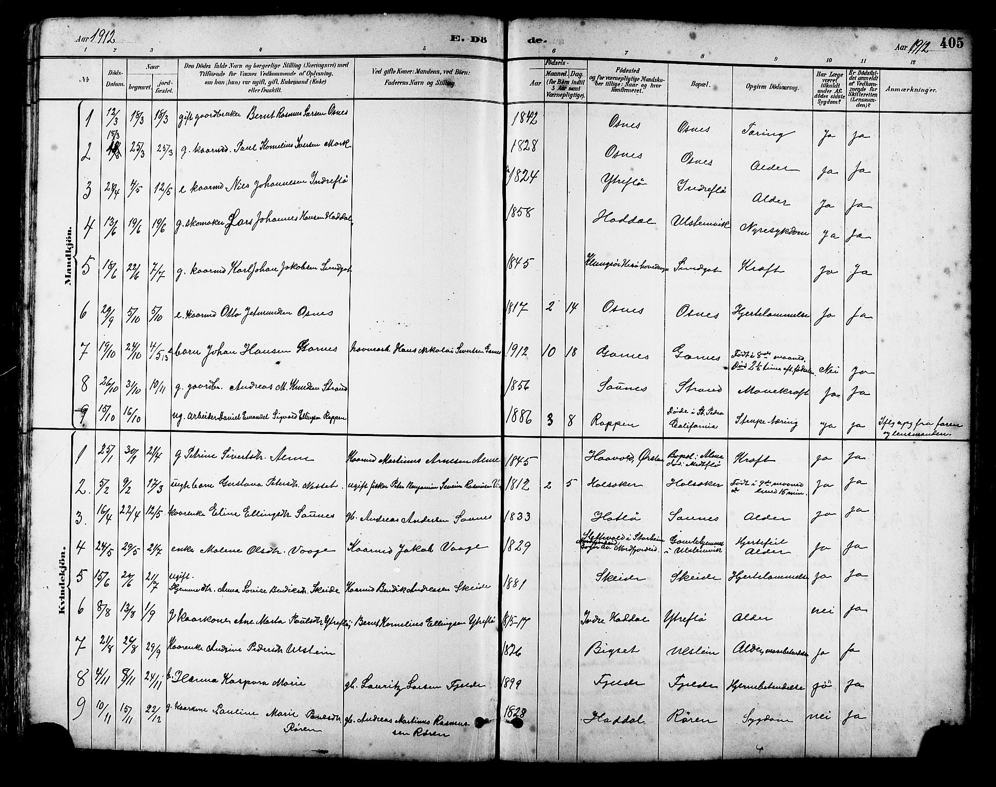 Ministerialprotokoller, klokkerbøker og fødselsregistre - Møre og Romsdal, SAT/A-1454/509/L0112: Parish register (copy) no. 509C02, 1883-1922, p. 405