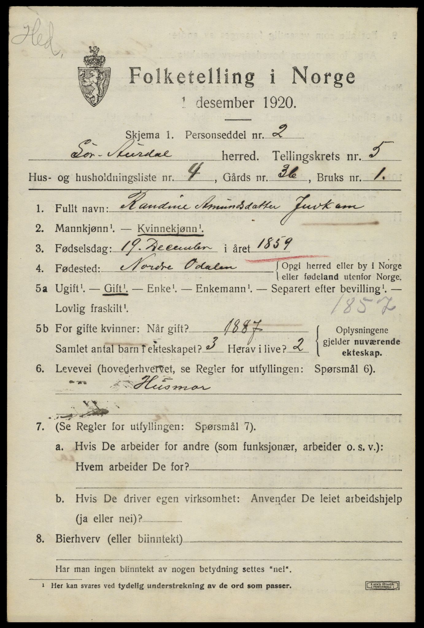 SAH, 1920 census for Sør-Aurdal, 1920, p. 2773