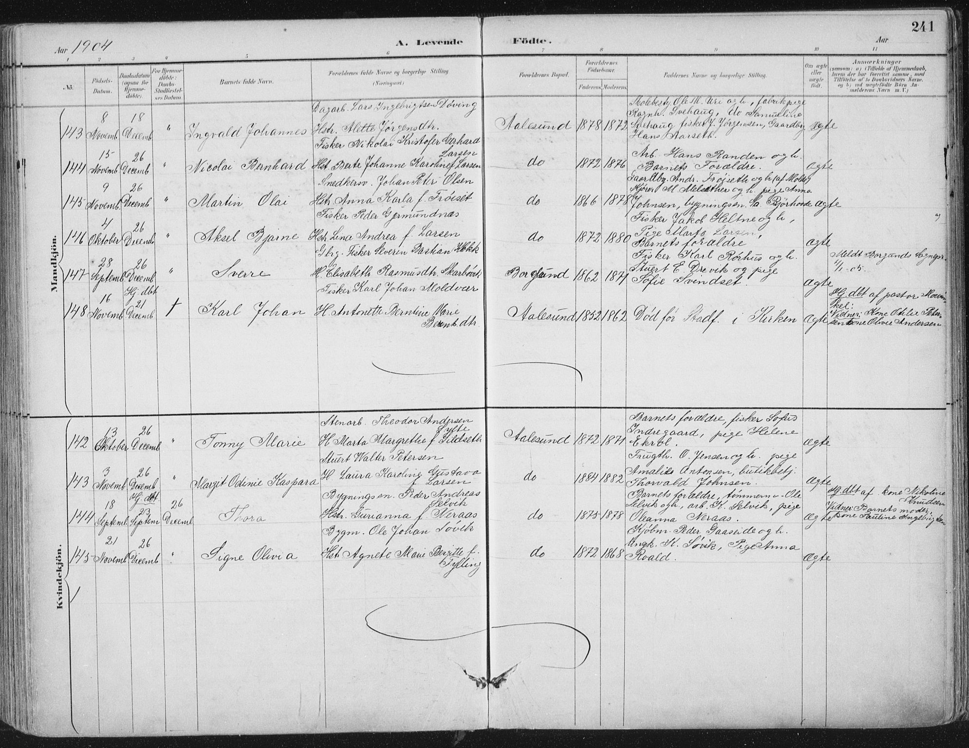 Ministerialprotokoller, klokkerbøker og fødselsregistre - Møre og Romsdal, SAT/A-1454/529/L0456: Parish register (official) no. 529A06, 1894-1906, p. 241