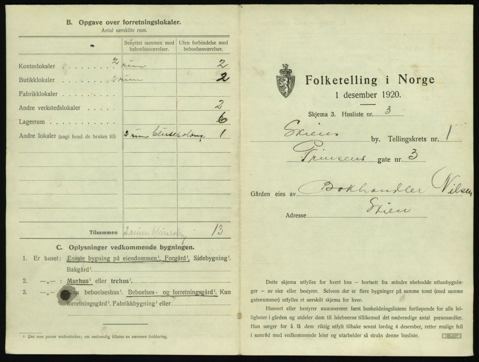 SAKO, 1920 census for Skien, 1920, p. 95