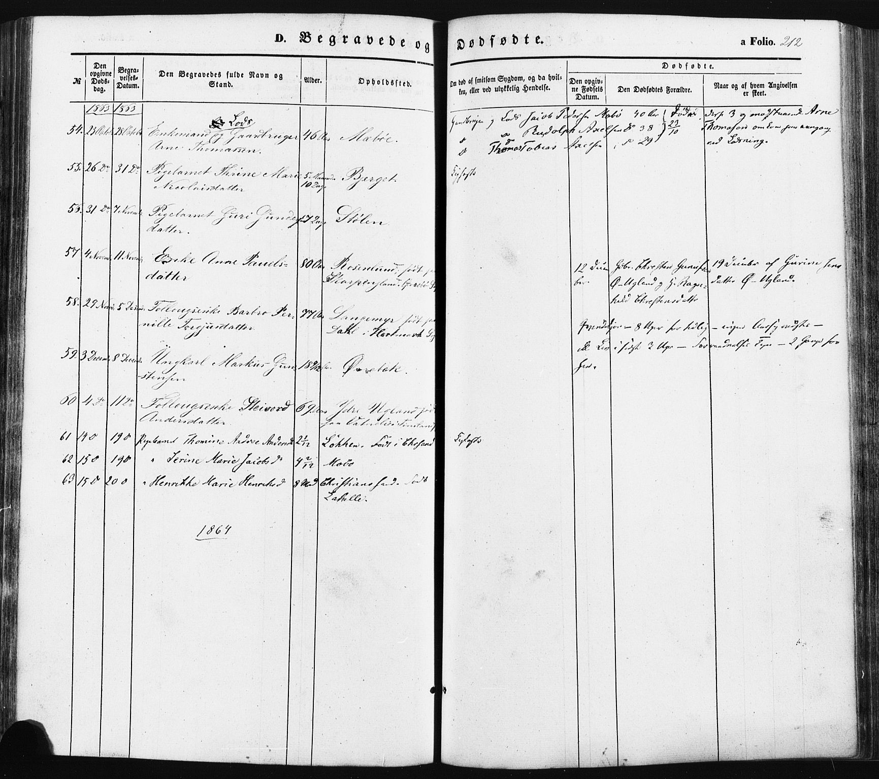 Oddernes sokneprestkontor, SAK/1111-0033/F/Fa/Faa/L0007: Parish register (official) no. A 7, 1851-1863, p. 212