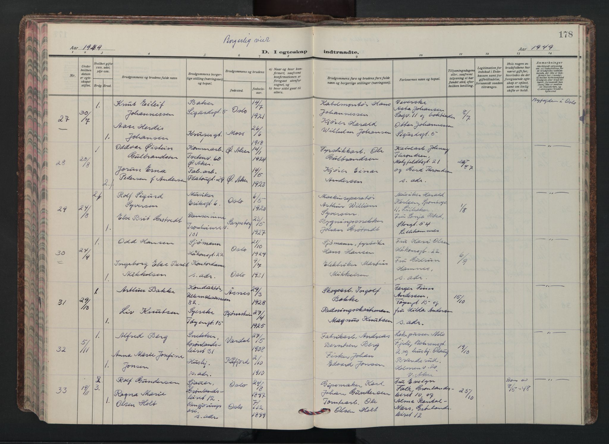 Grønland prestekontor Kirkebøker, AV/SAO-A-10848/F/Fa/L0020: Parish register (official) no. 20, 1935-1946, p. 178