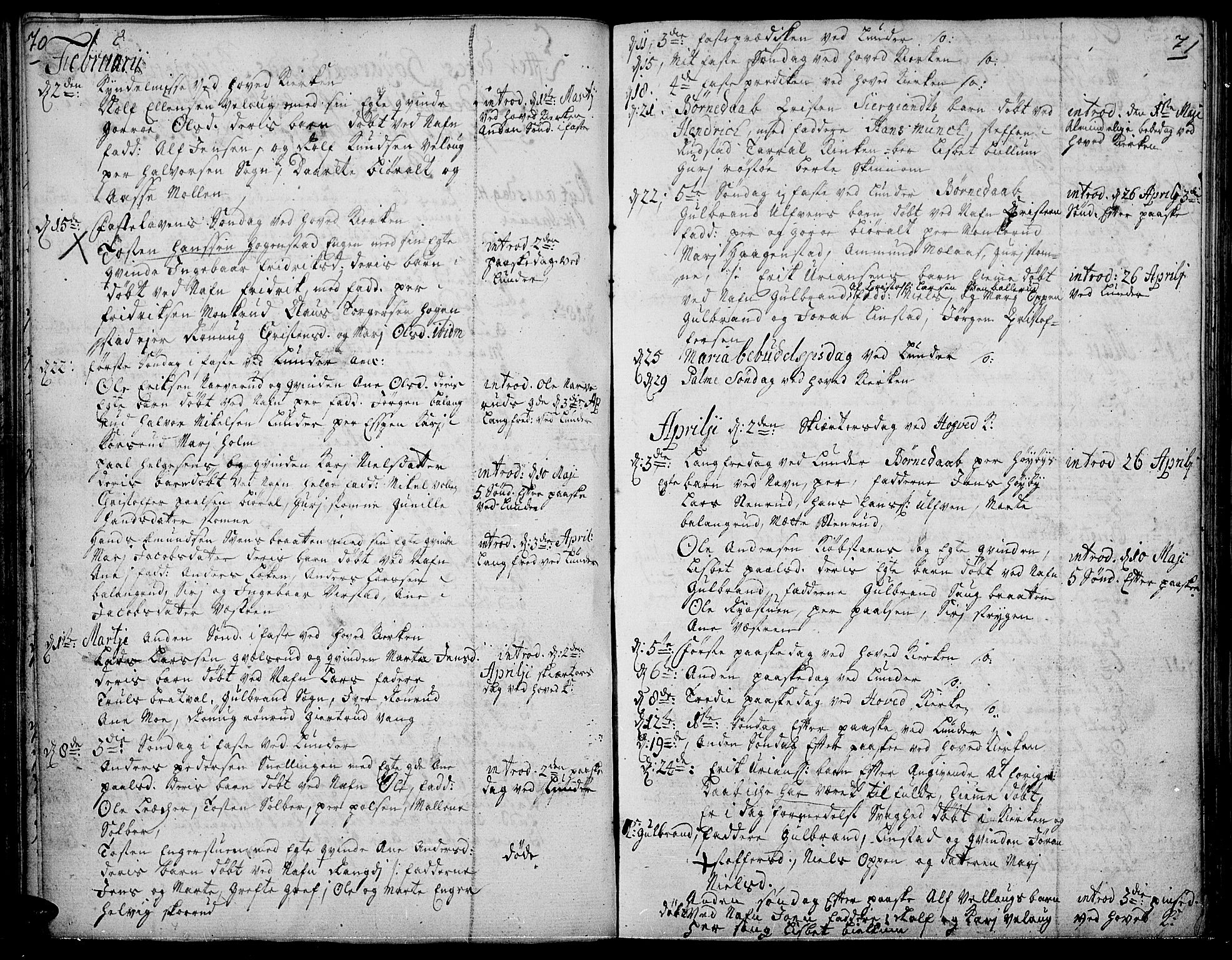 Jevnaker prestekontor, SAH/PREST-116/H/Ha/Haa/L0002: Parish register (official) no. 2, 1725-1751, p. 70-71
