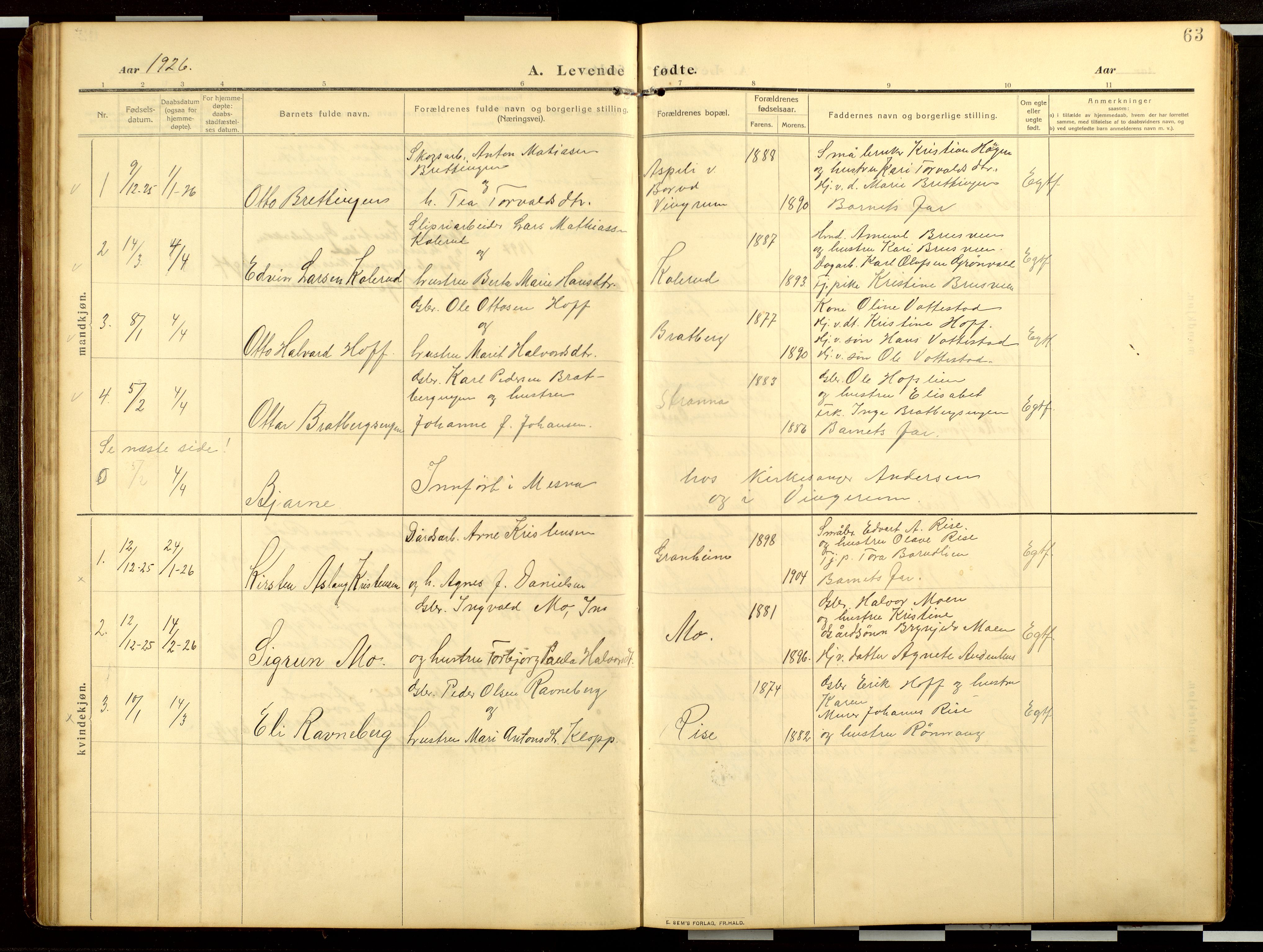 Fåberg prestekontor, AV/SAH-PREST-086/H/Ha/Hab/L0022: Parish register (copy) no. 22, 1908-1934, p. 63