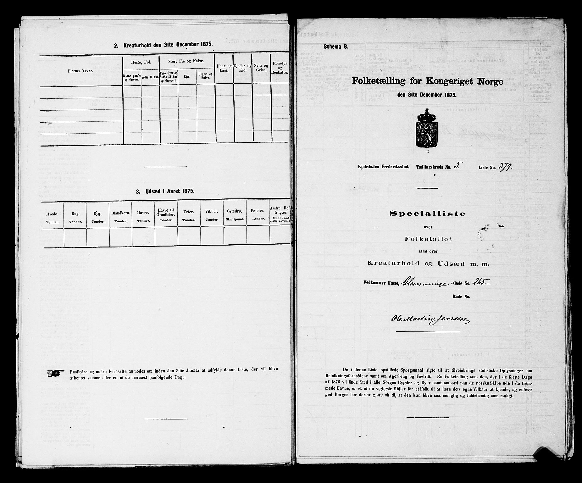 RA, 1875 census for 0103B Fredrikstad/Fredrikstad, 1875, p. 889