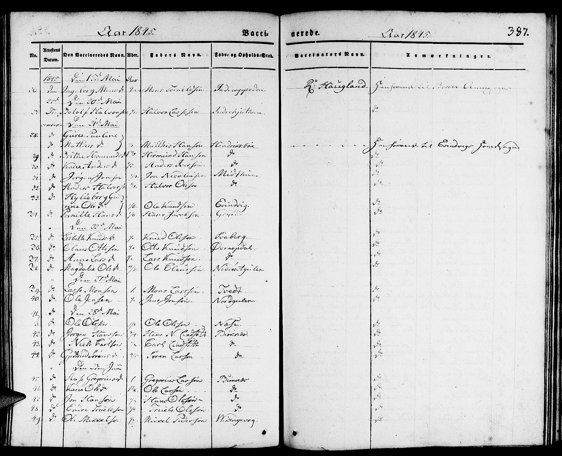 Gulen sokneprestembete, AV/SAB-A-80201/H/Haa/Haaa/L0020: Parish register (official) no. A 20, 1837-1847, p. 387