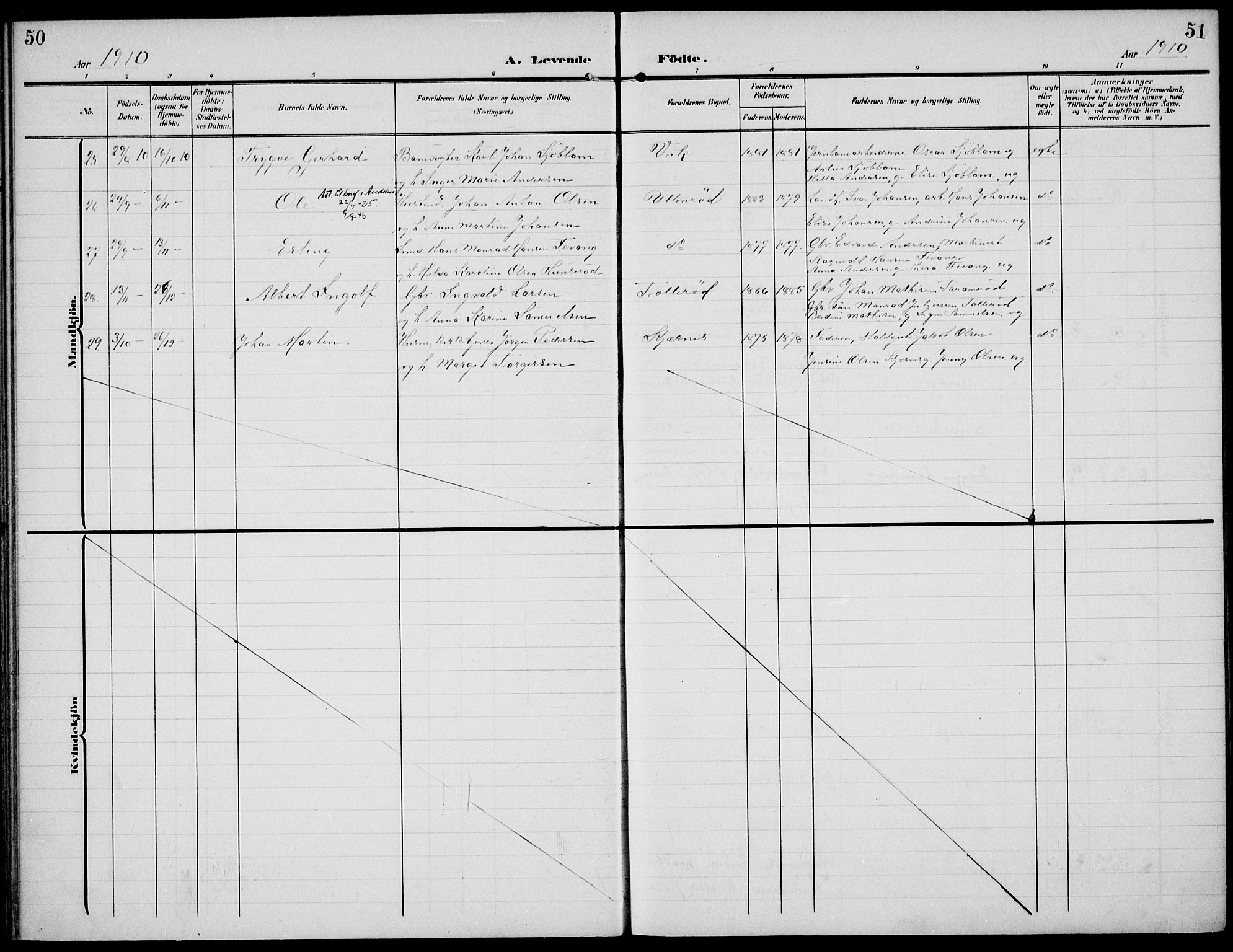 Sem kirkebøker, AV/SAKO-A-5/F/Fa/L0012: Parish register (official) no. I 12, 1905-1915, p. 50-51