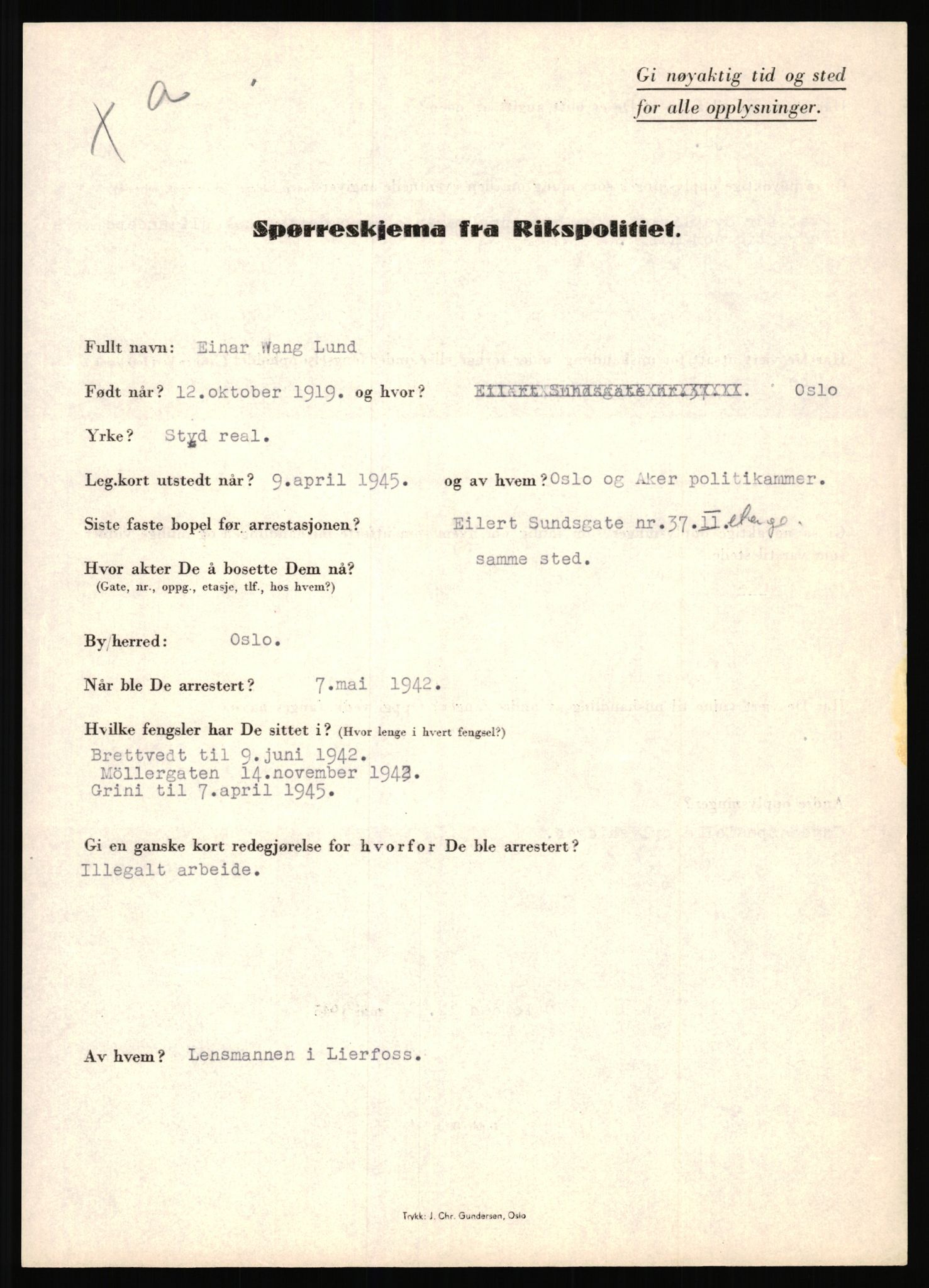 Rikspolitisjefen, AV/RA-S-1560/L/L0011: Lucassen, Oscar Fredrik - Moen, Olav, 1940-1945, p. 27