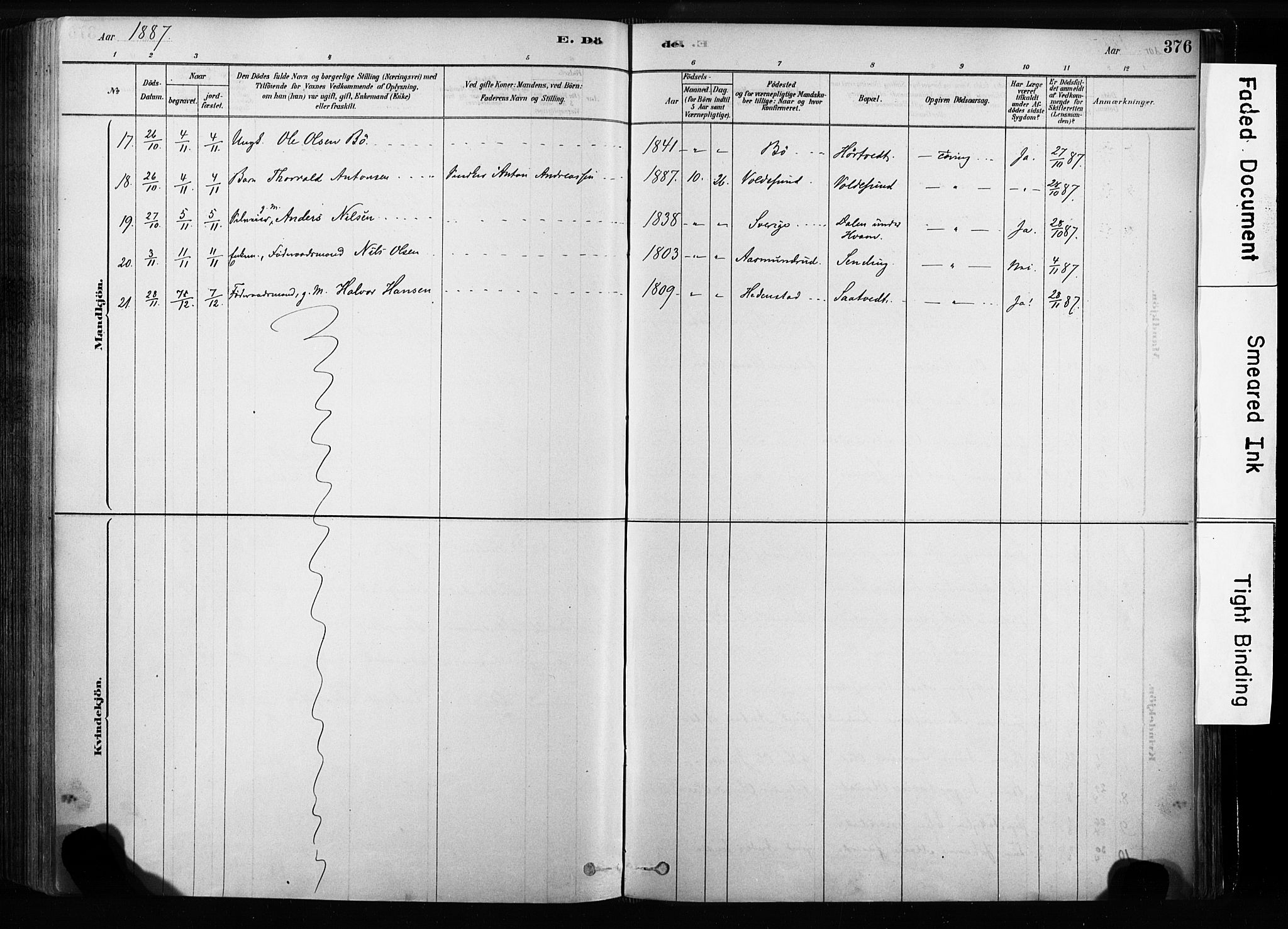 Sandsvær kirkebøker, AV/SAKO-A-244/F/Fb/L0001: Parish register (official) no. II 1, 1878-1906, p. 376