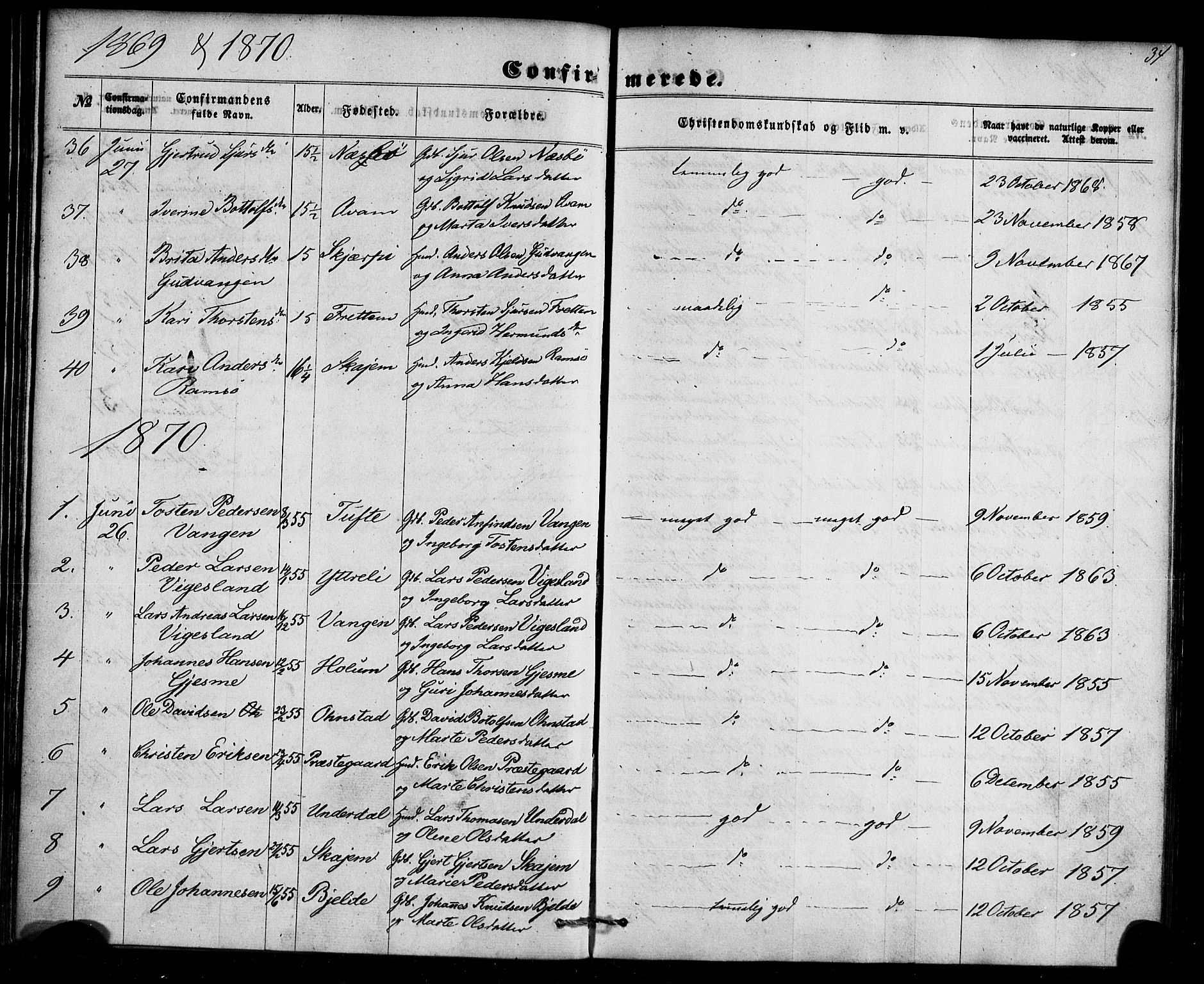 Aurland sokneprestembete, SAB/A-99937/H/Ha/Haa/L0009: Parish register (official) no. A 9, 1859-1879, p. 34