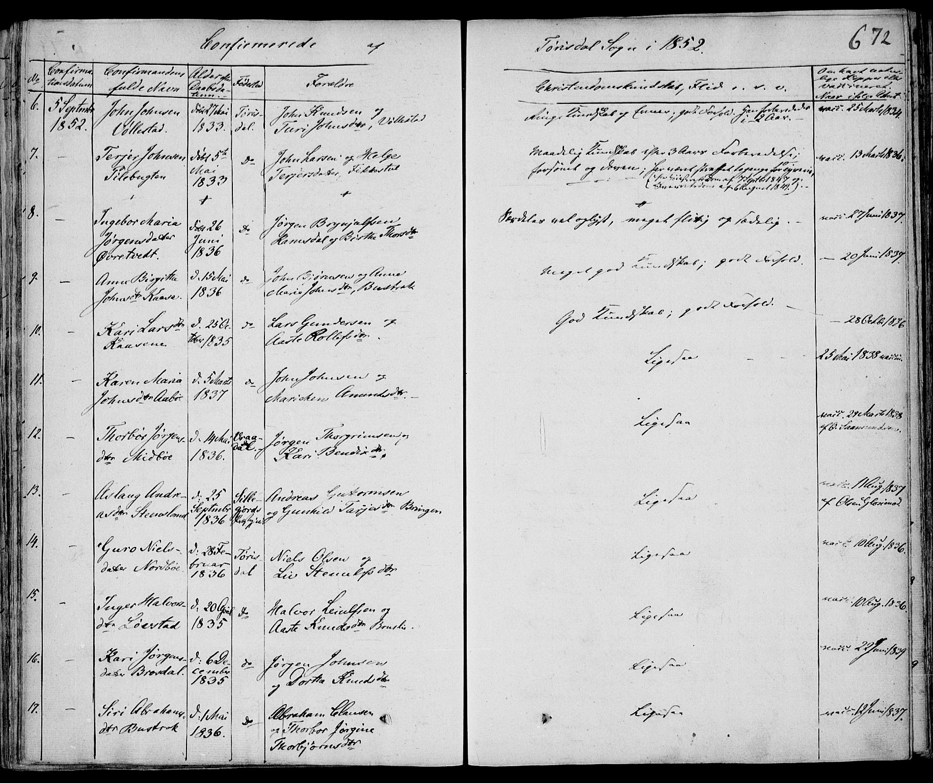 Drangedal kirkebøker, SAKO/A-258/F/Fa/L0007b: Parish register (official) no. 7b, 1837-1856, p. 672