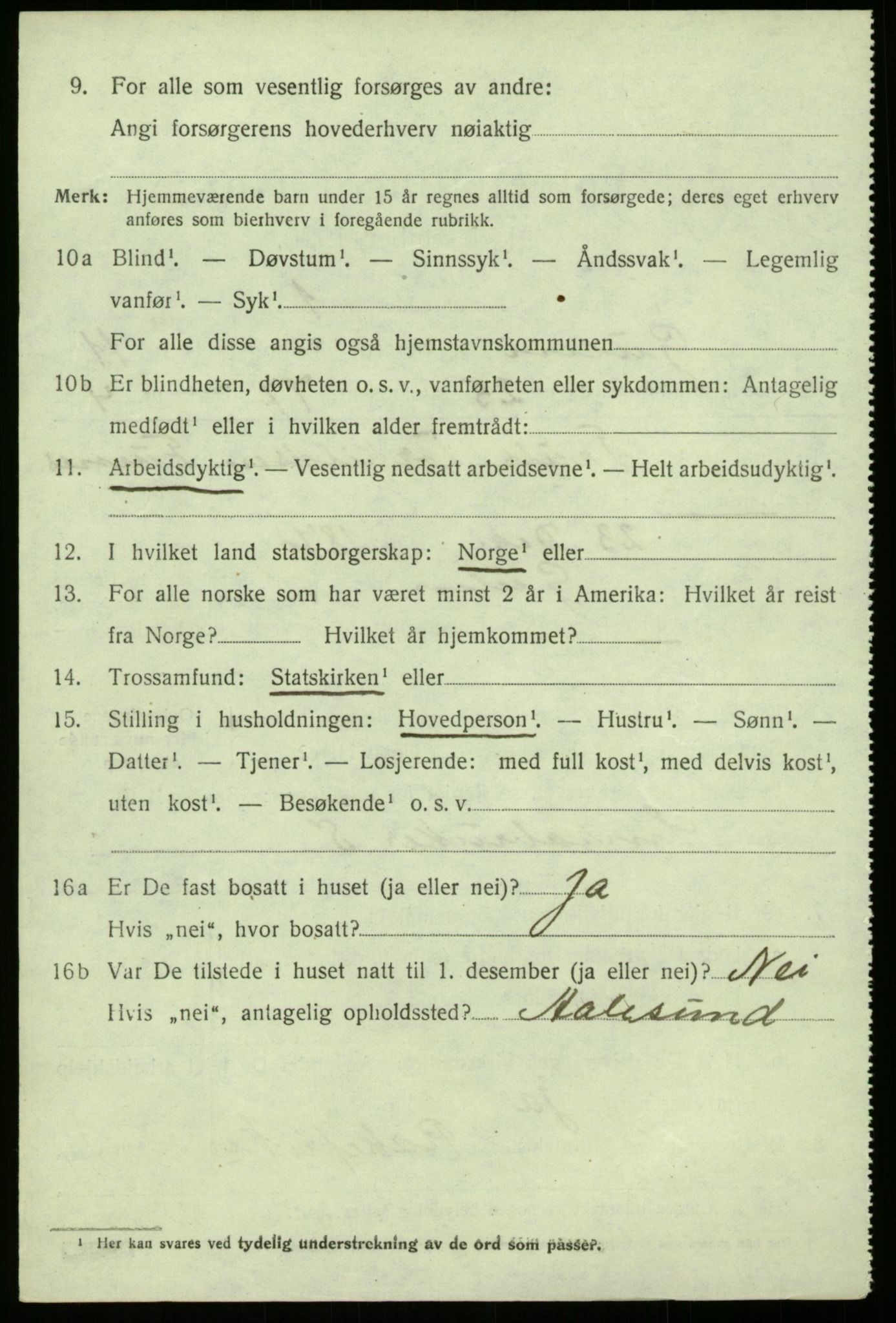 SAB, 1920 census for Gulen, 1920, p. 5242