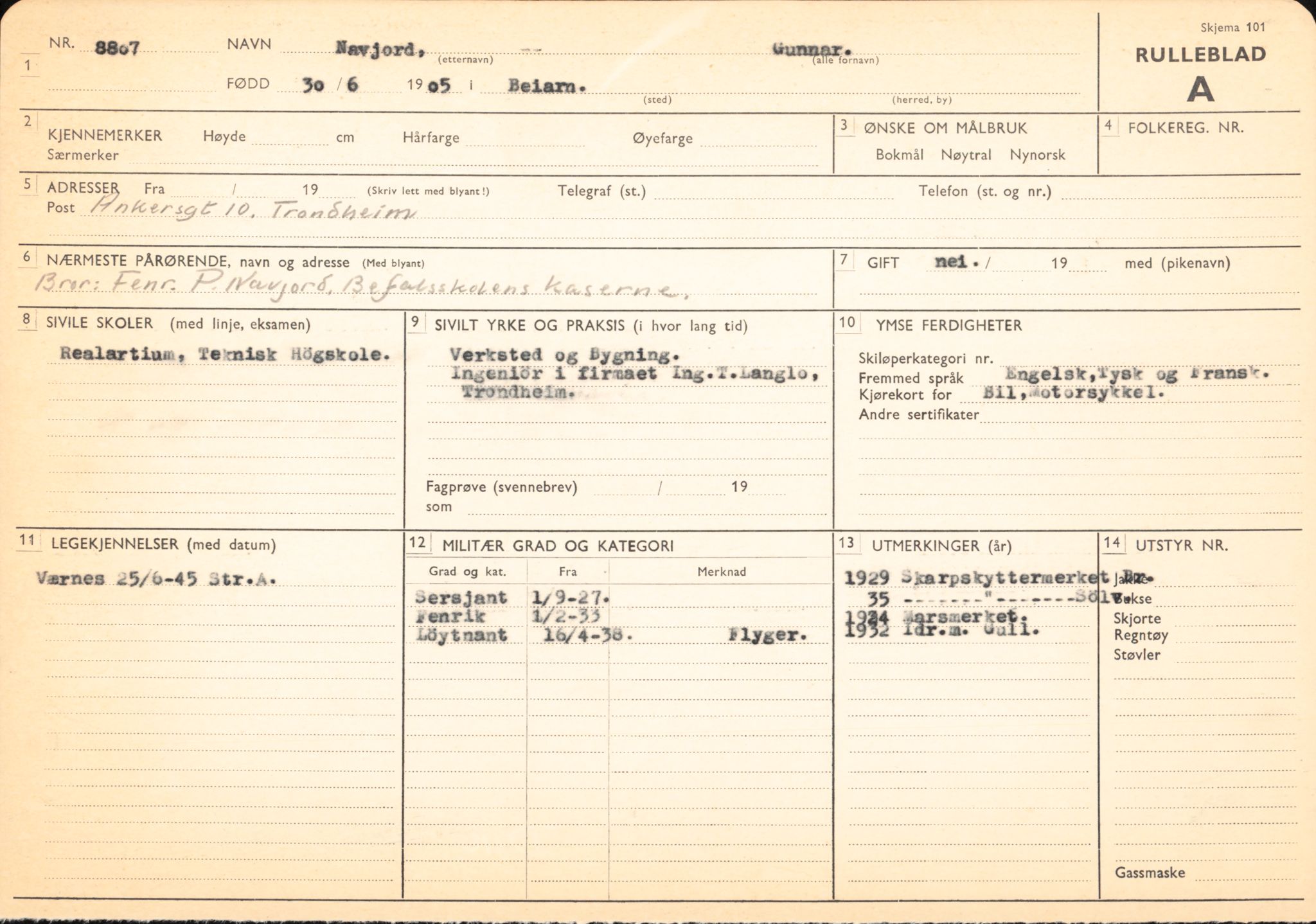 Forsvaret, Forsvarets overkommando/Luftforsvarsstaben, AV/RA-RAFA-4079/P/Pa/L0013: Personellmapper, 1905, p. 455